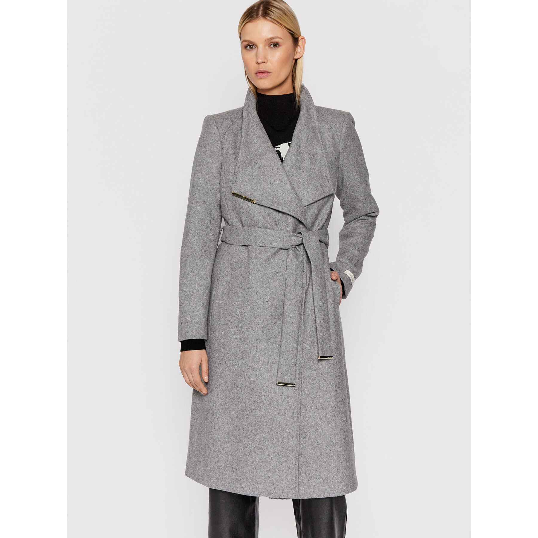 Ted Baker Trench Wool Wrap 249306 Gri Regular Fit - Pled.ro