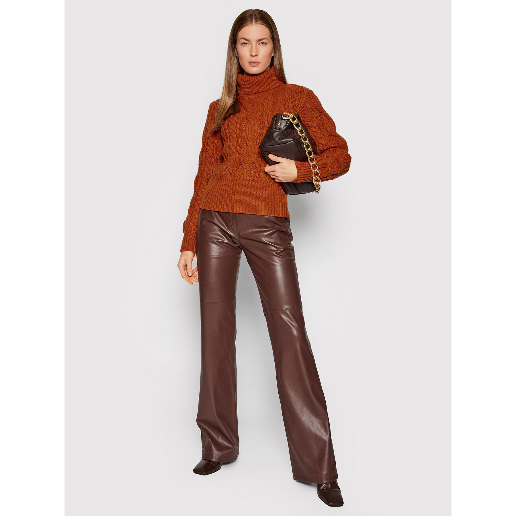 The Kooples Bluză cu gât Turtleneck FPUL23016K Portocaliu Regular Fit - Pled.ro