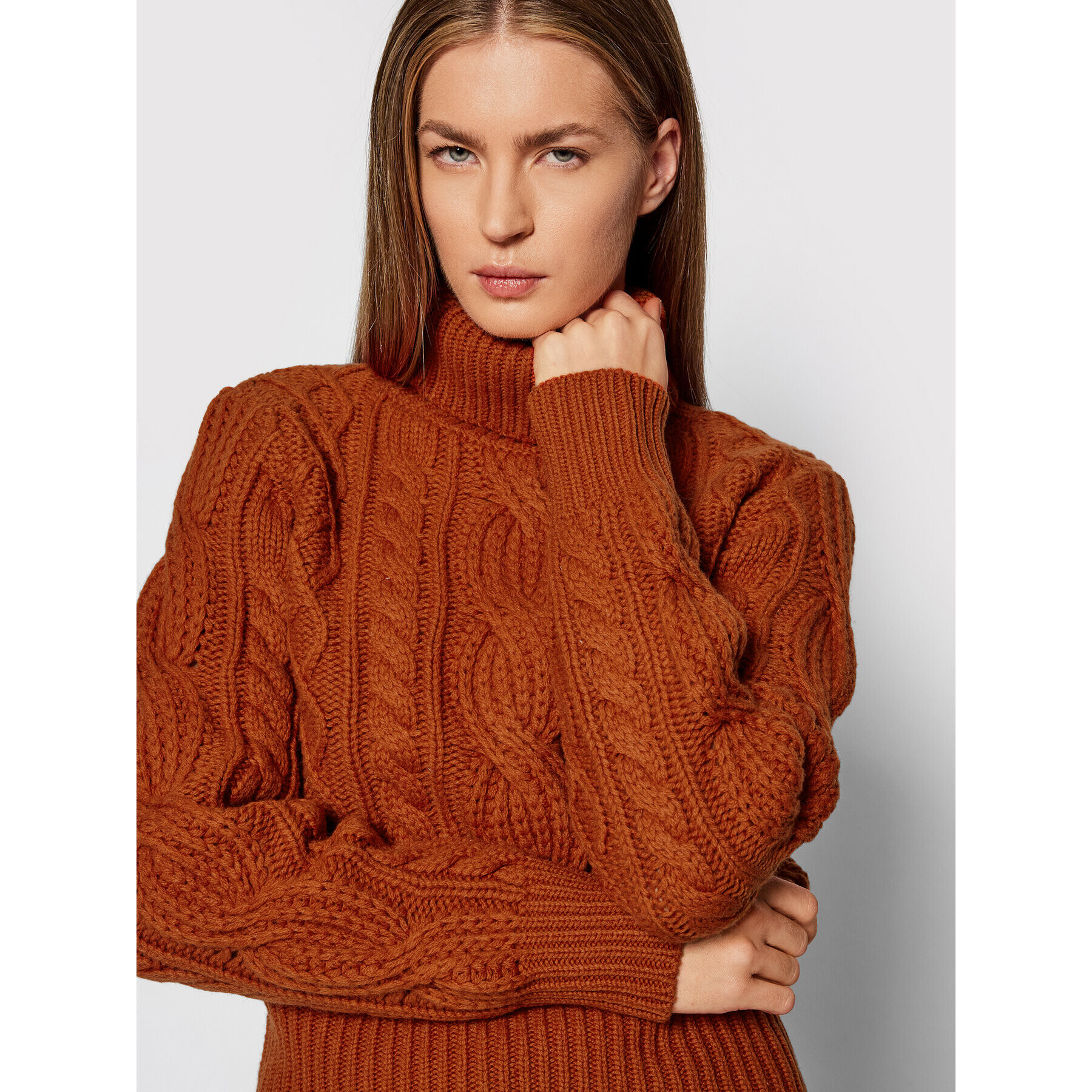 The Kooples Bluză cu gât Turtleneck FPUL23016K Portocaliu Regular Fit - Pled.ro