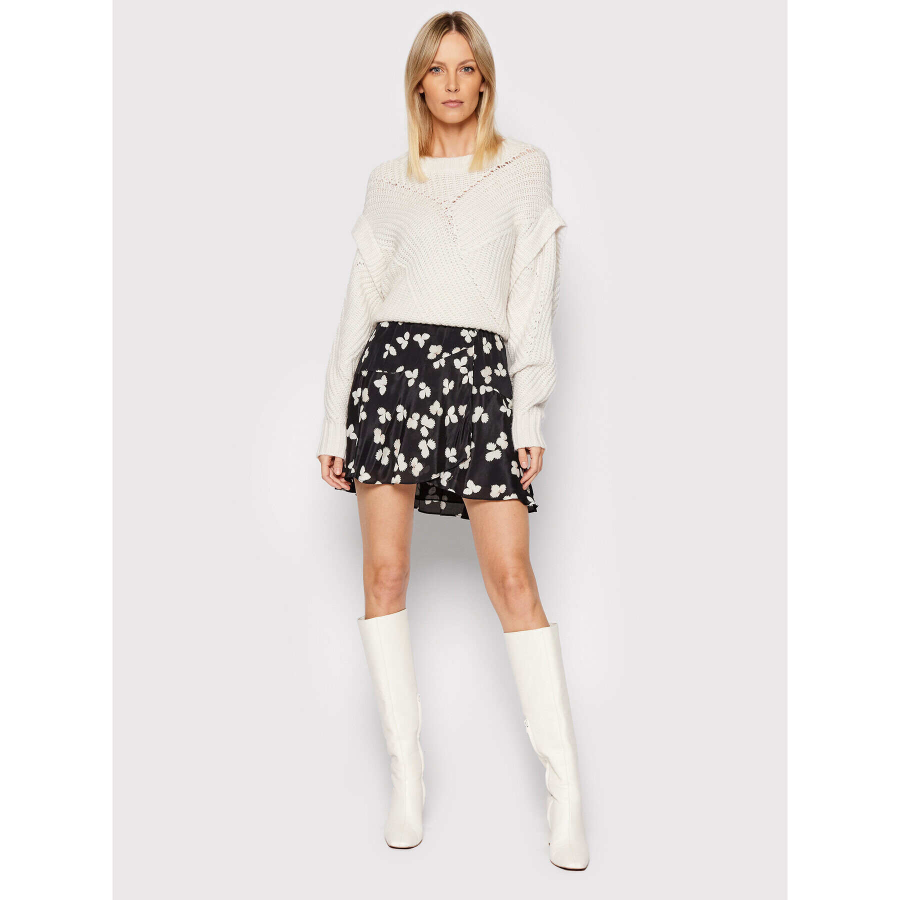 The Kooples Fustă mini Naive Flowers Negru Regular Fit - Pled.ro