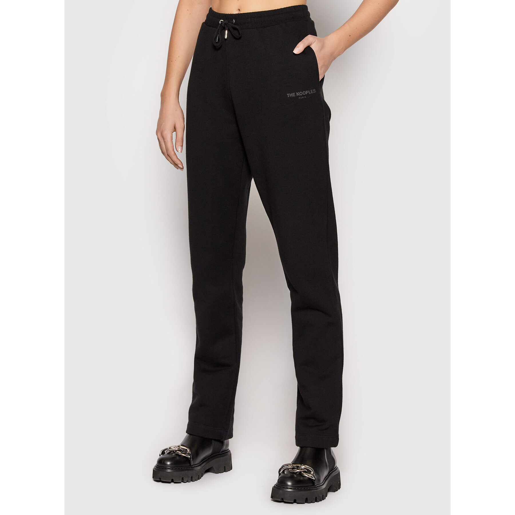 The Kooples Pantaloni trening FJOG24000K Negru Regular Fit - Pled.ro