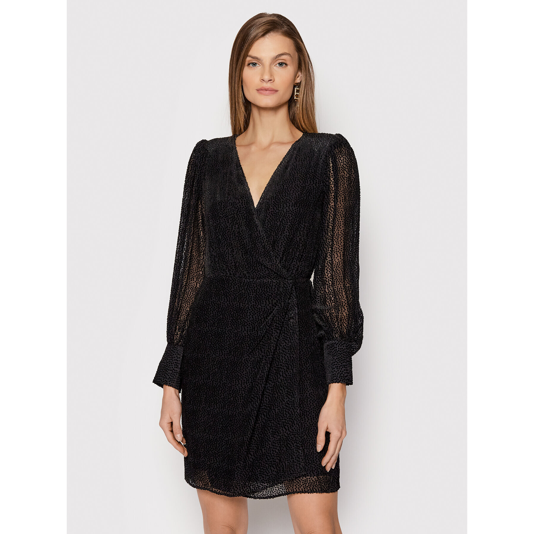 The Kooples Rochie cocktail Moon Dots Burn Out FROB23174K Negru Regular Fit - Pled.ro