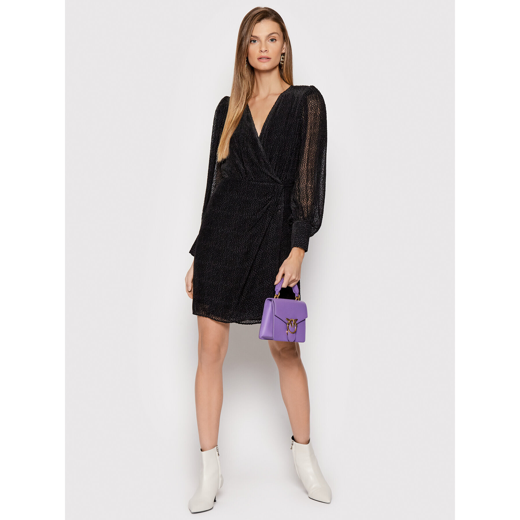 The Kooples Rochie cocktail Moon Dots Burn Out FROB23174K Negru Regular Fit - Pled.ro