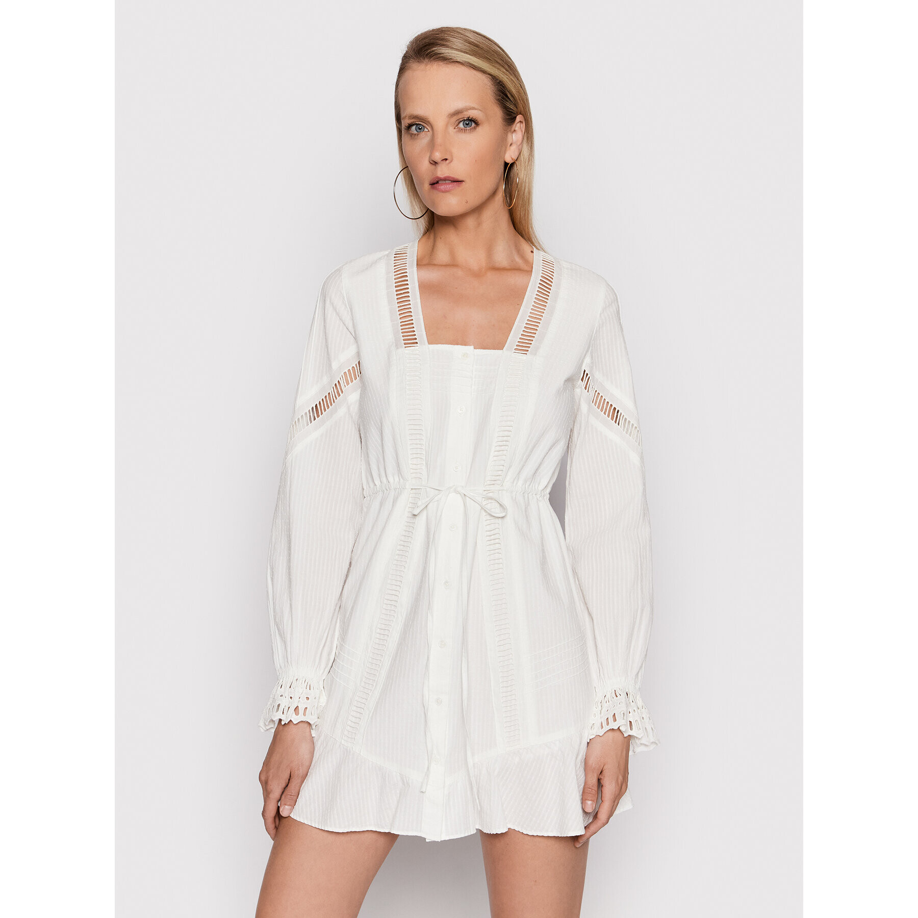 The Kooples Rochie de vară FROB24222K Alb Flare Fit - Pled.ro