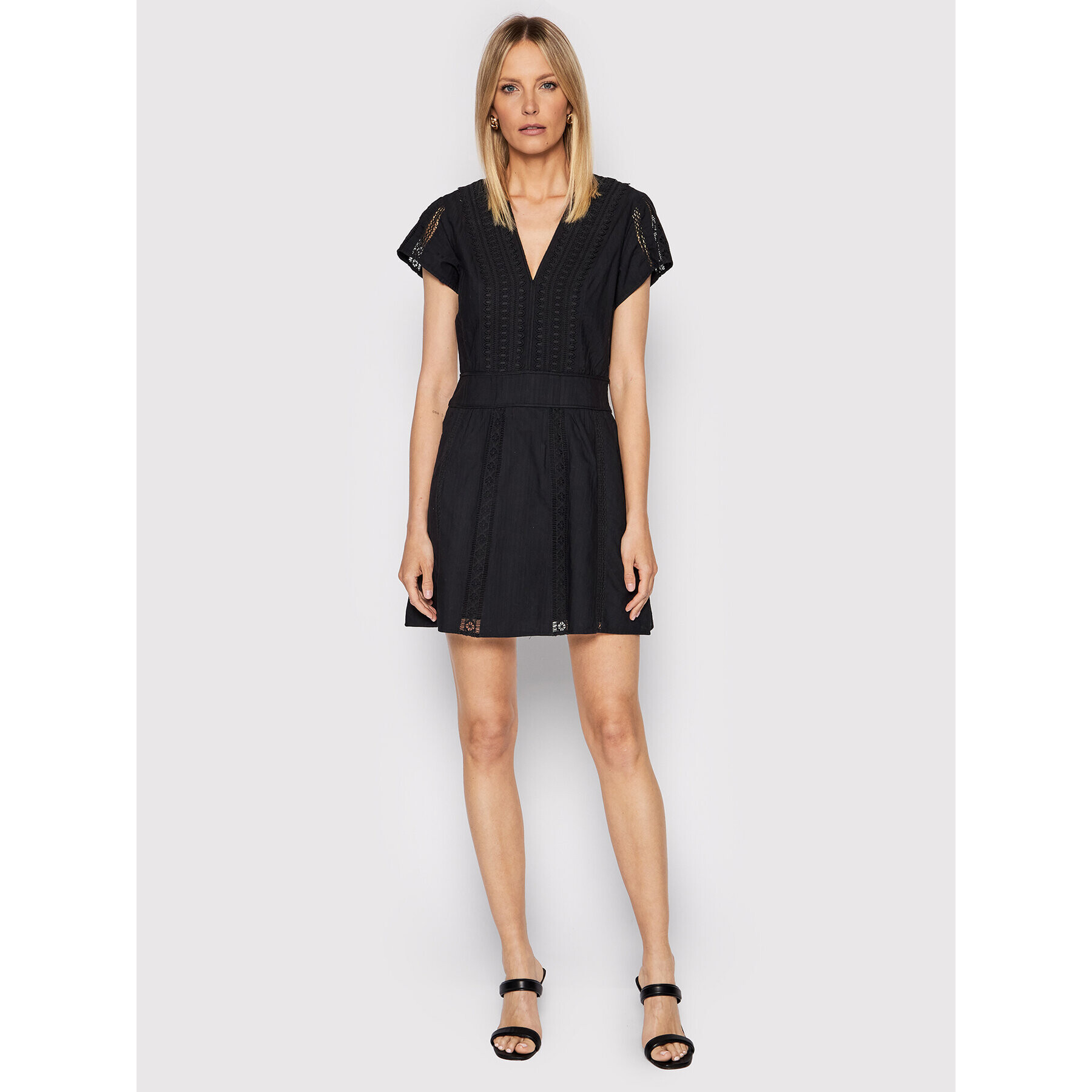 The Kooples Rochie de zi English Embroidery FROB24100K Negru Regular Fit - Pled.ro