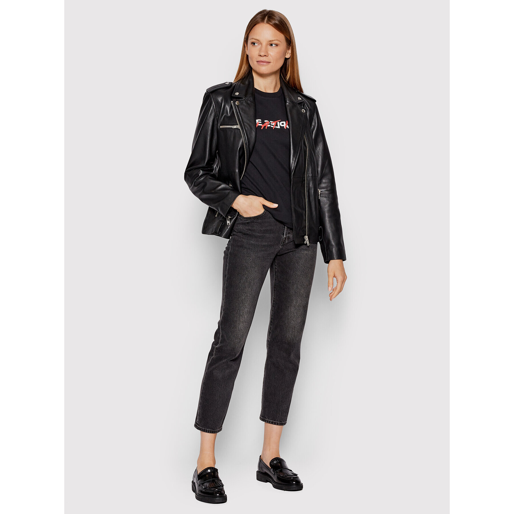 The Kooples Tricou FTSC25028K Negru Regular Fit - Pled.ro