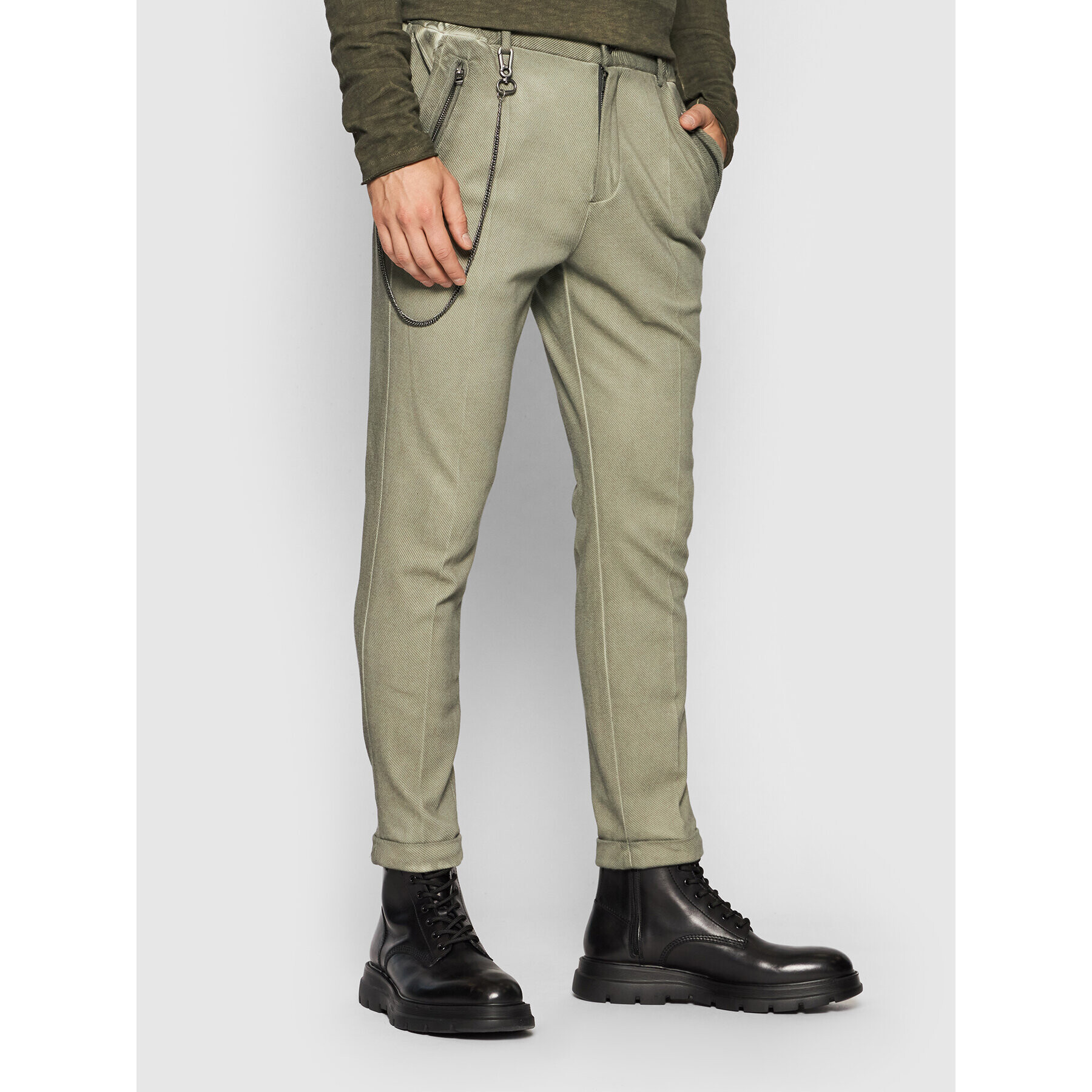 Young Poets Society Pantaloni din material Cornelio 105566 Verde Slim Fit - Pled.ro