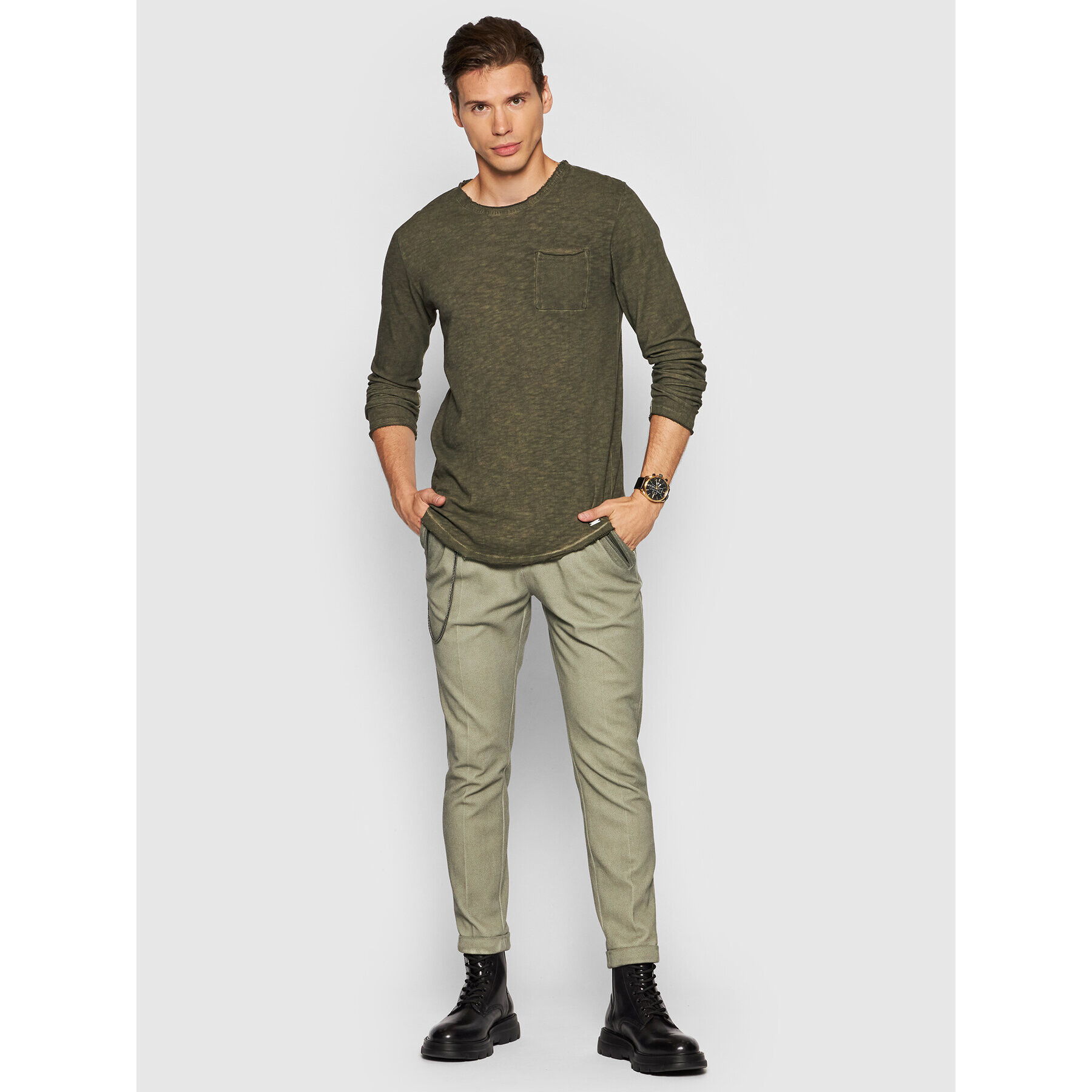 Young Poets Society Pantaloni din material Cornelio 105566 Verde Slim Fit - Pled.ro