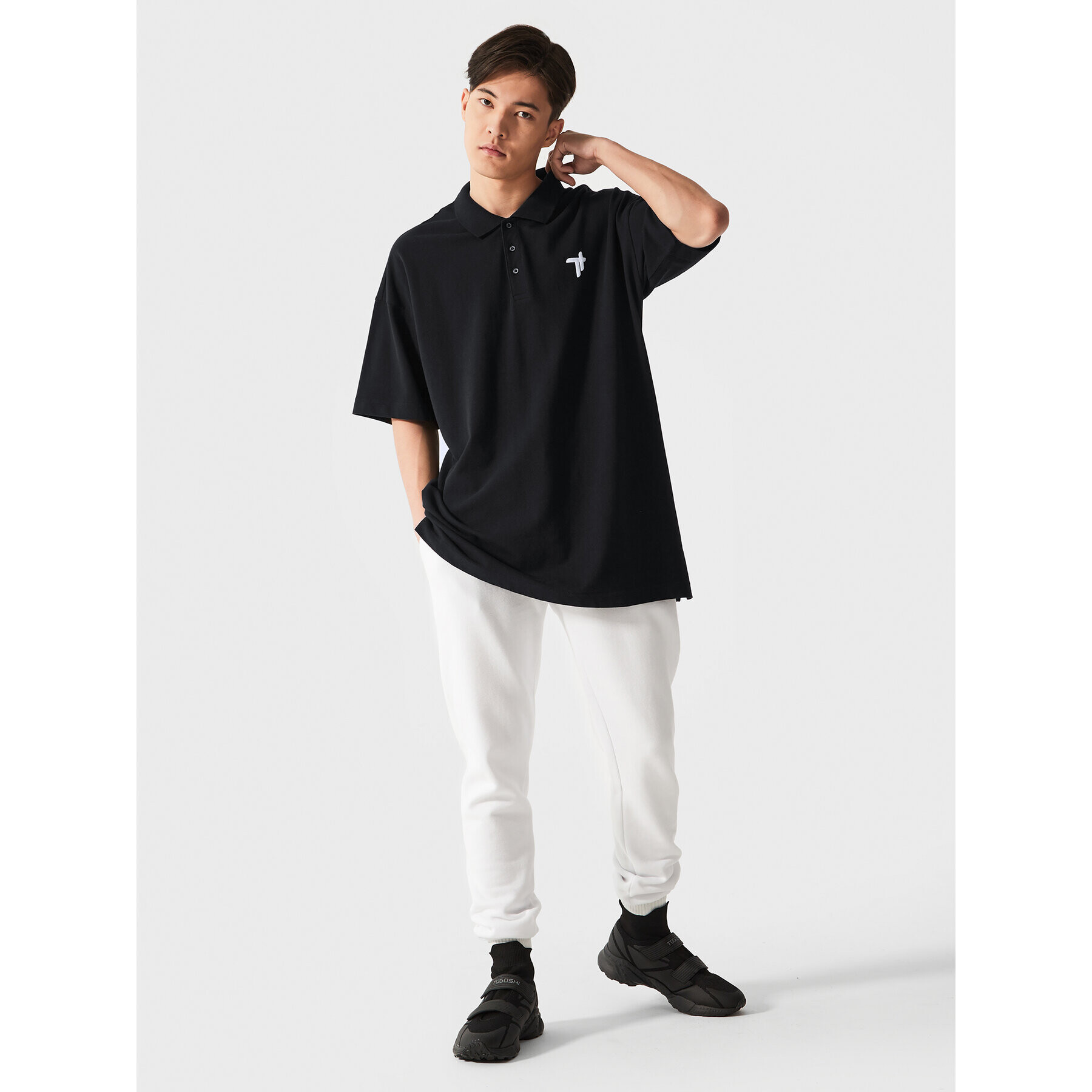 Togoshi Tricou polo TG22-TSM131 Negru Relaxed Fit - Pled.ro