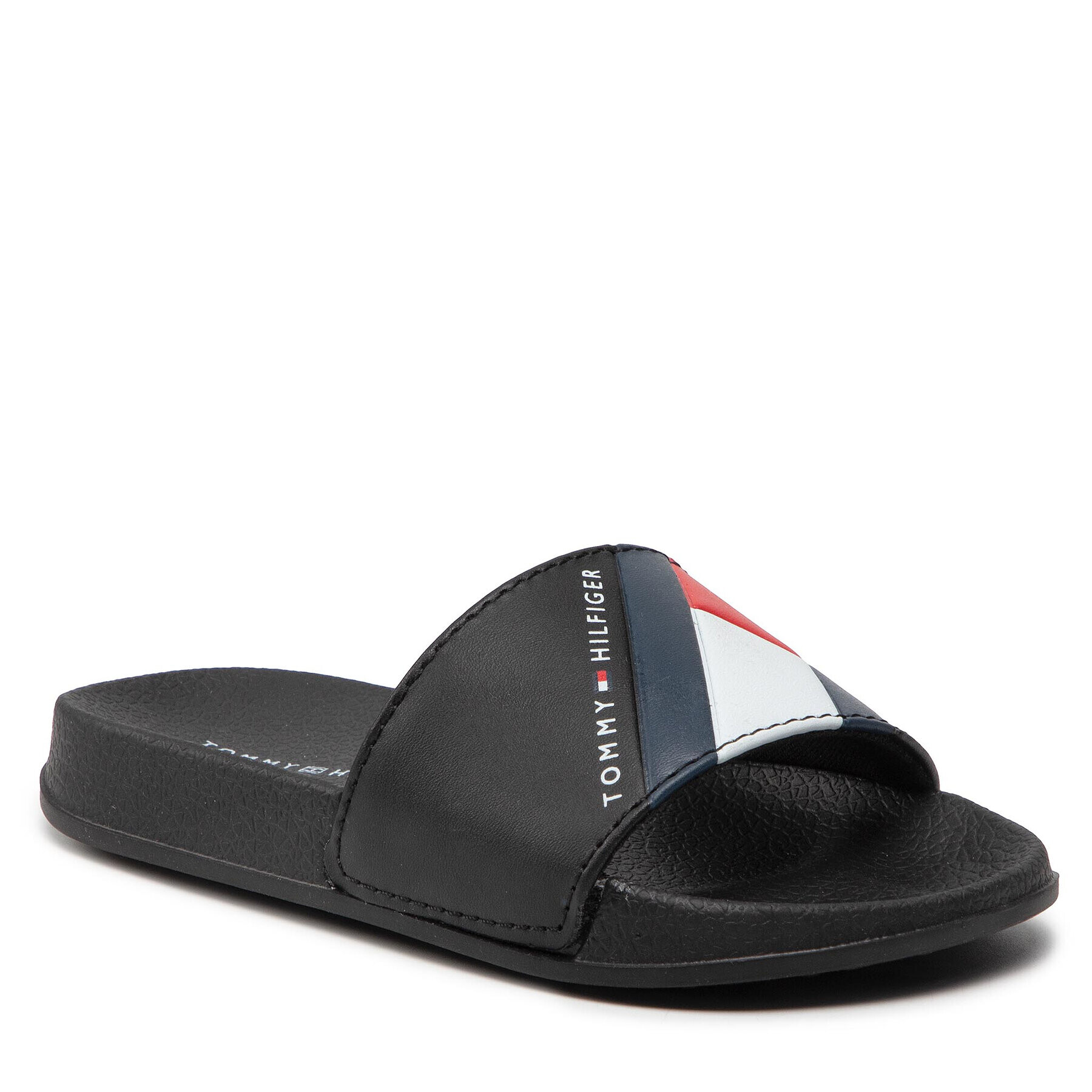 Tommy Hilfiger Șlapi Flag Print Pool Slide T3B0-32273-1172 M Negru - Pled.ro