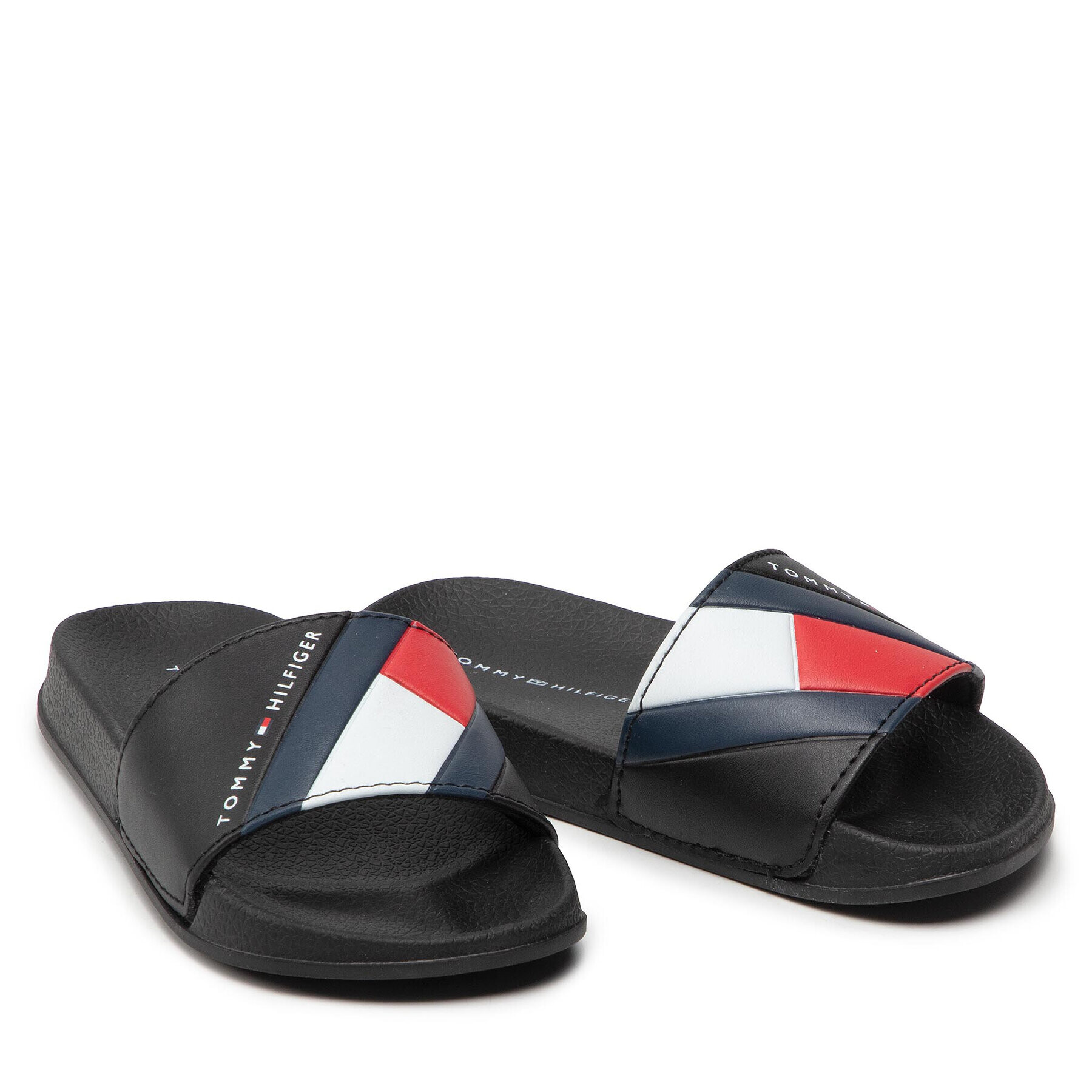 Tommy Hilfiger Șlapi Flag Print Pool Slide T3B0-32273-1172 M Negru - Pled.ro