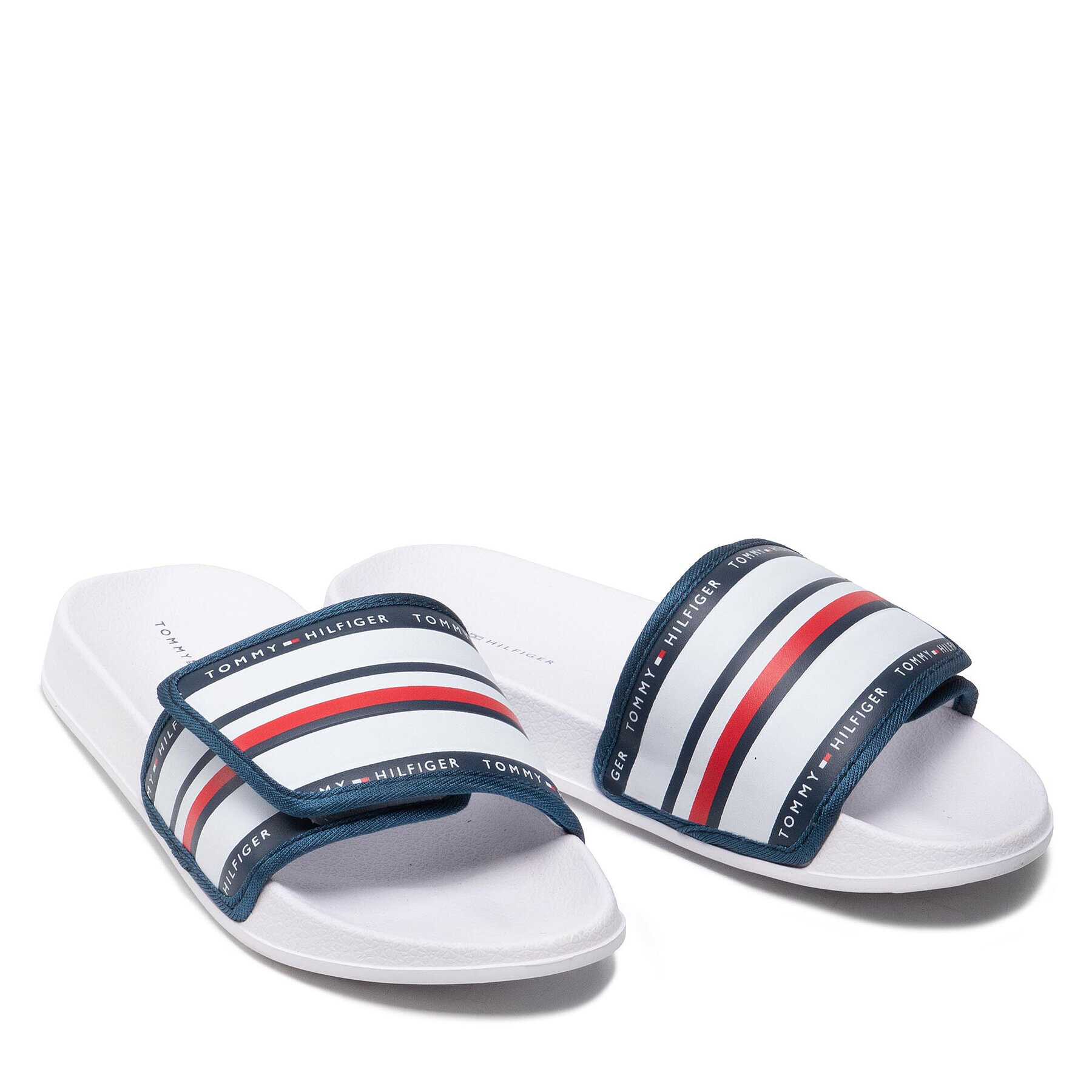 Tommy Hilfiger Șlapi Maxi Velcro Pool Slide T3B0-32272-1172 S Alb - Pled.ro