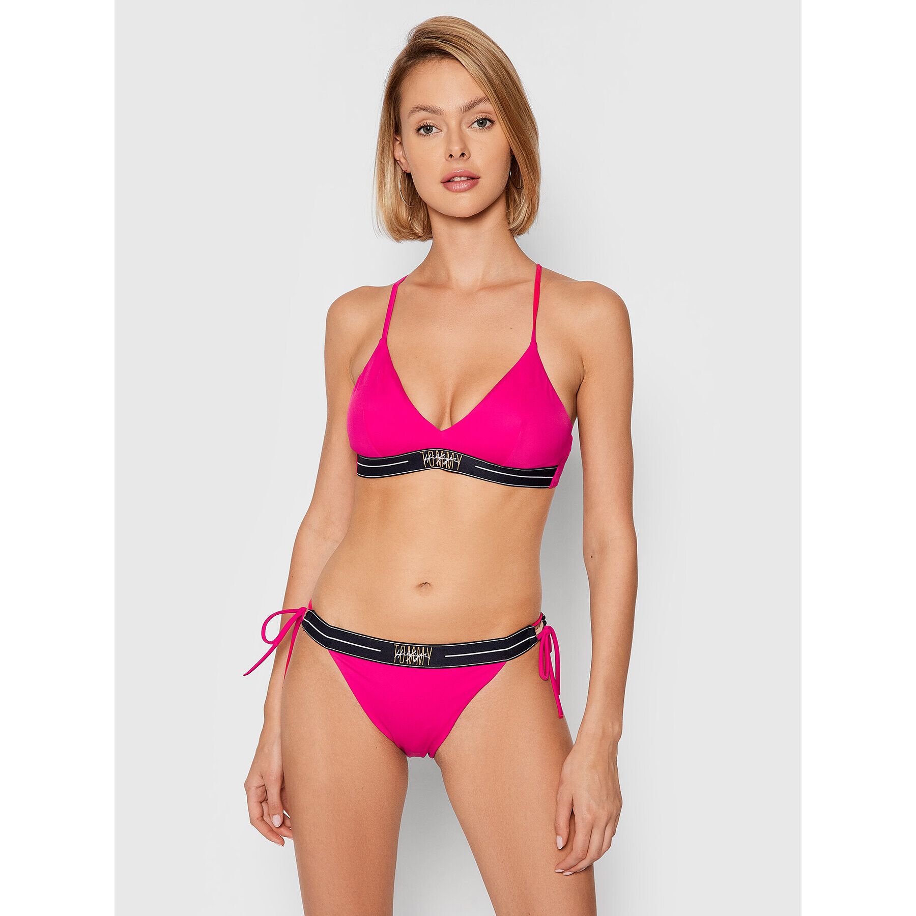 Tommy Hilfiger Bikini partea de jos Cheeky Side Tie UW0UW03096 Roz - Pled.ro