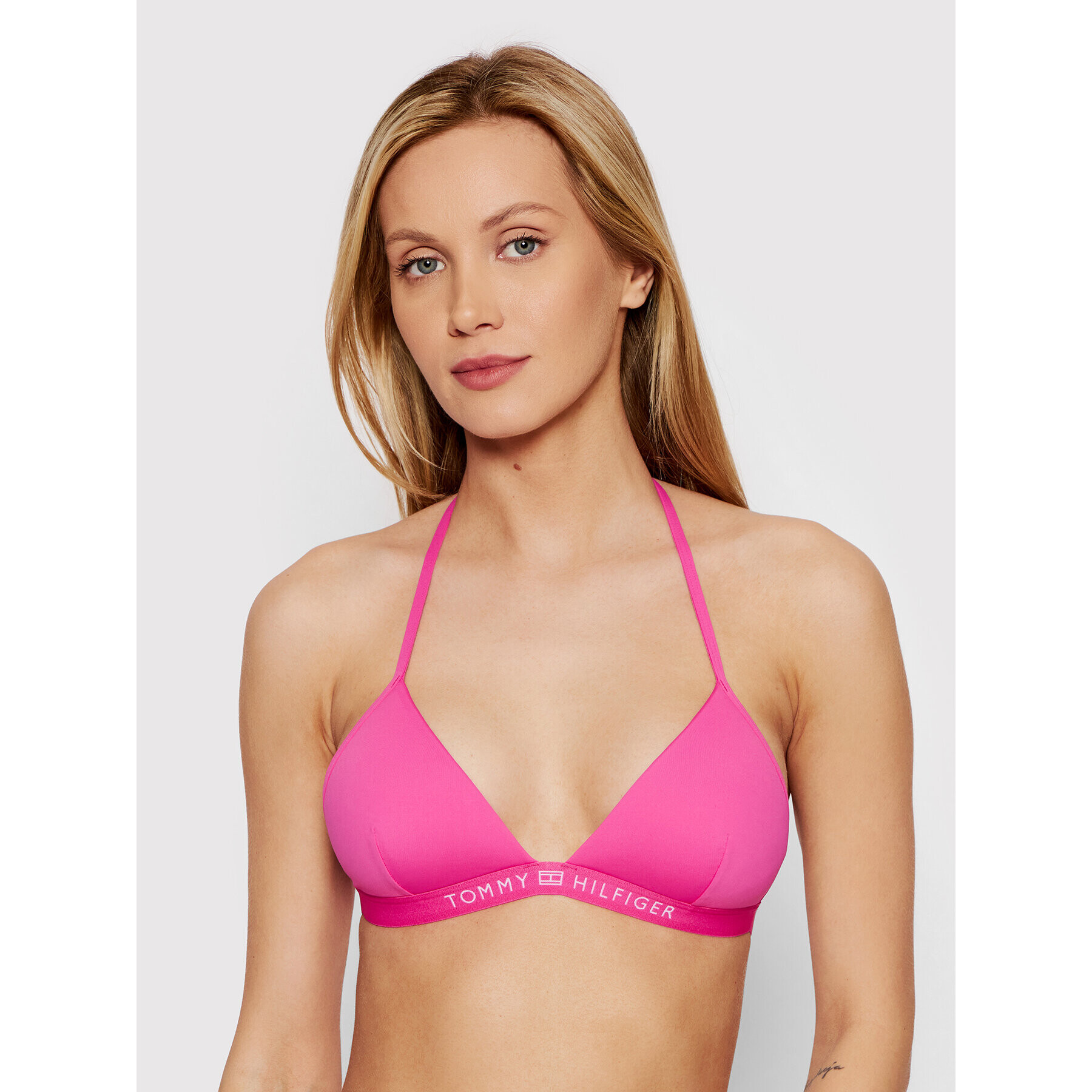 Tommy Hilfiger Bikini partea de sus Triangle UW0UW03323 Roz - Pled.ro