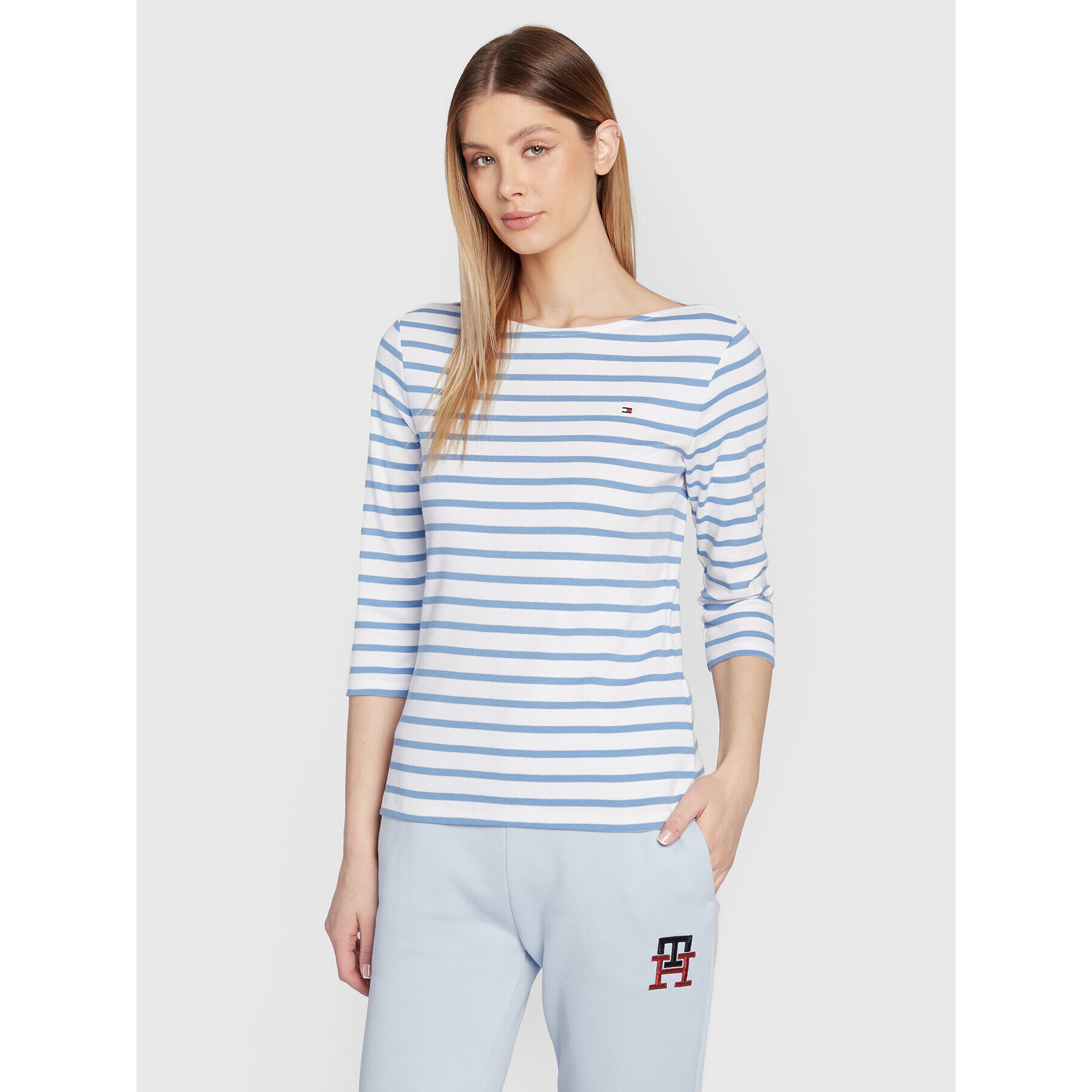 Tommy Hilfiger Bluză Boat WW0WW27724 Alb Slim Fit - Pled.ro