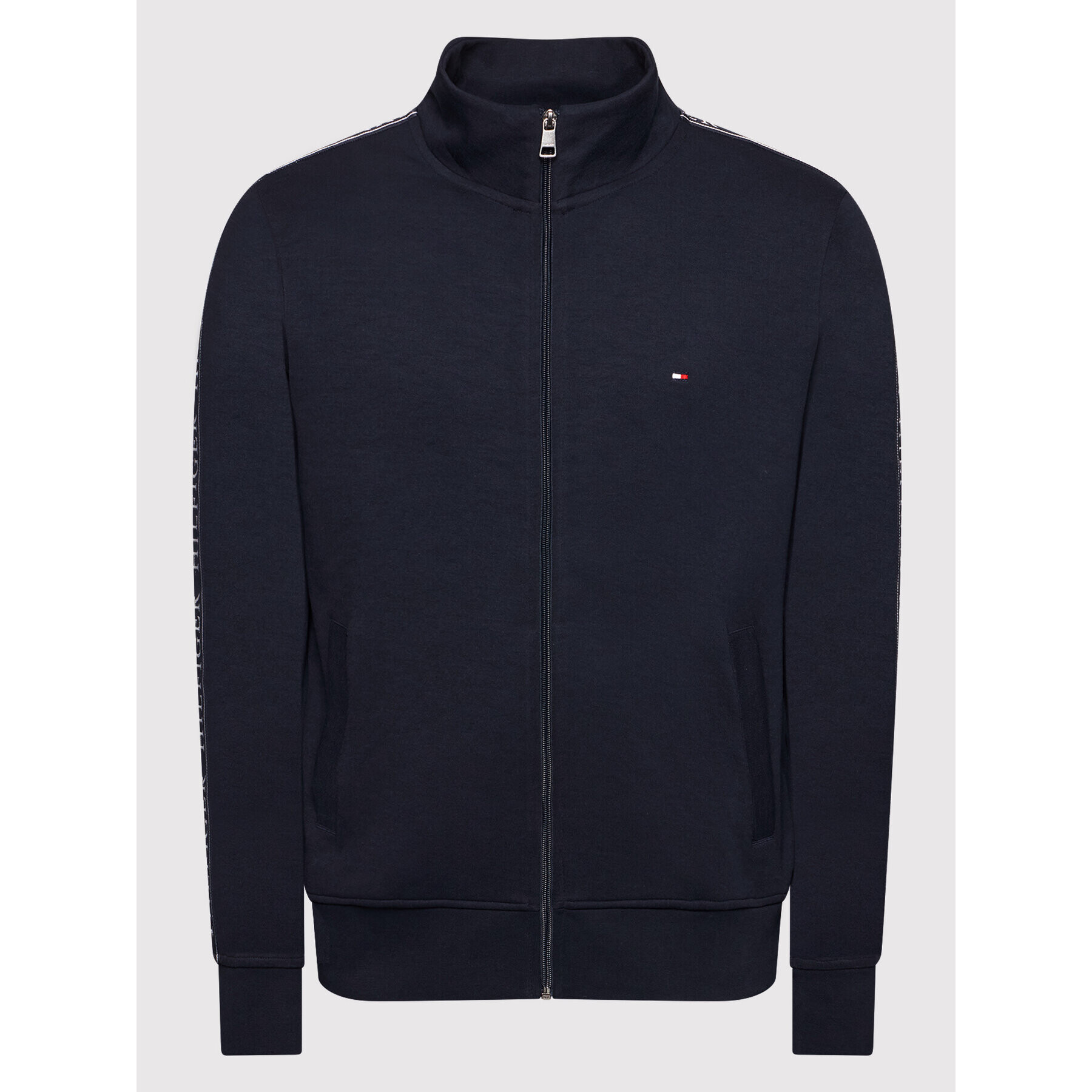 Tommy Hilfiger Bluză Branded Tape Zip Through MW0MW20314 Bleumarin Slim Fit - Pled.ro