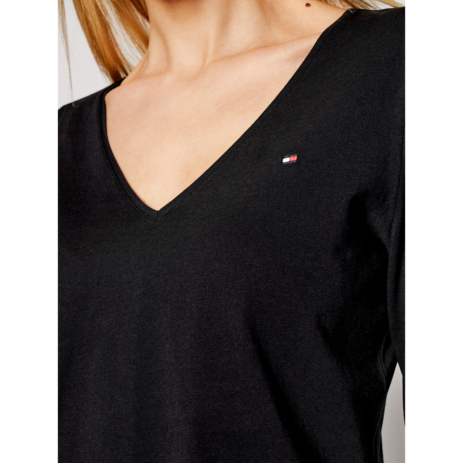 Tommy Hilfiger Bluză Classic WW0WW30489 Negru Regular Fit - Pled.ro