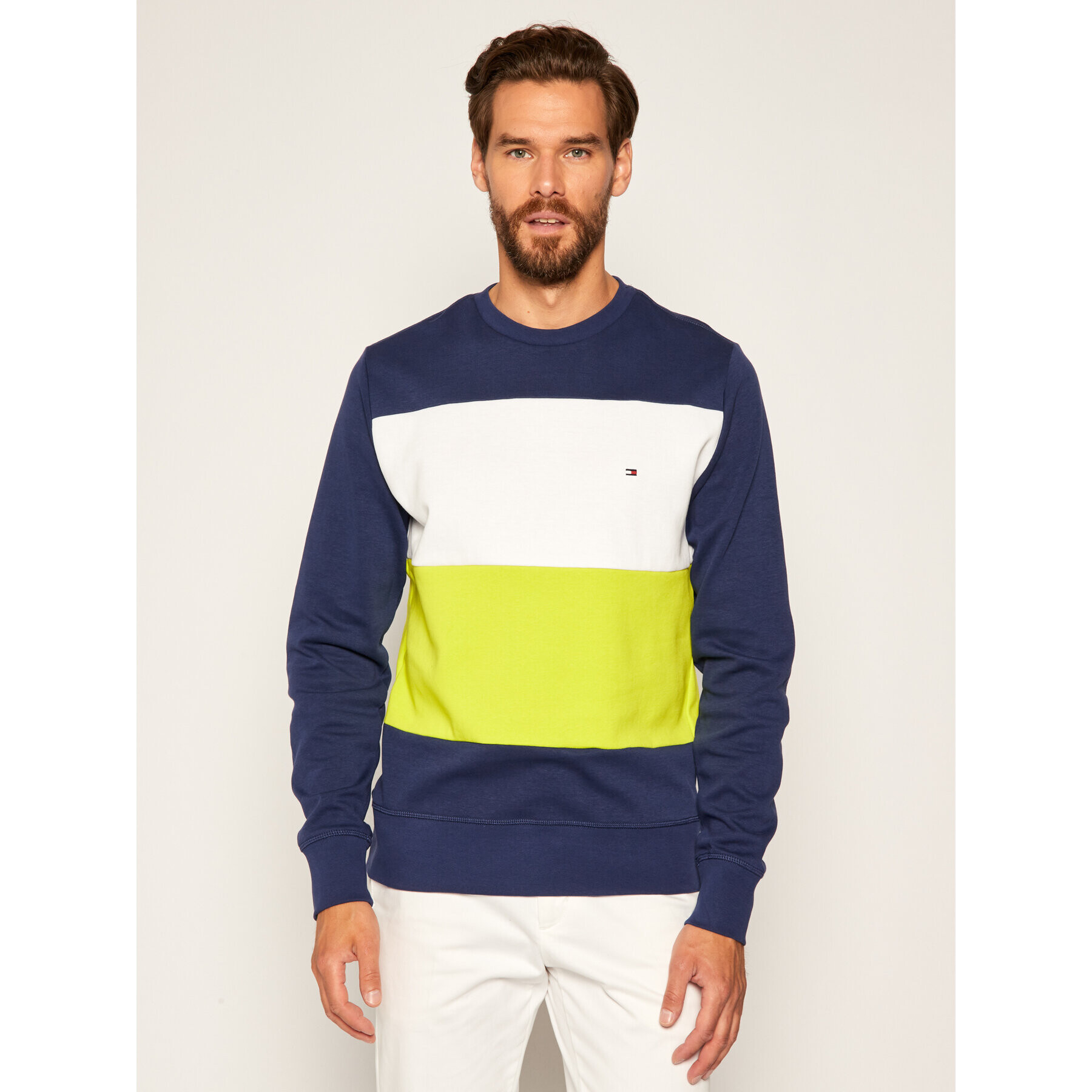 Tommy Hilfiger Bluză Colorblock MW0MW12872 Bleumarin Regular Fit - Pled.ro