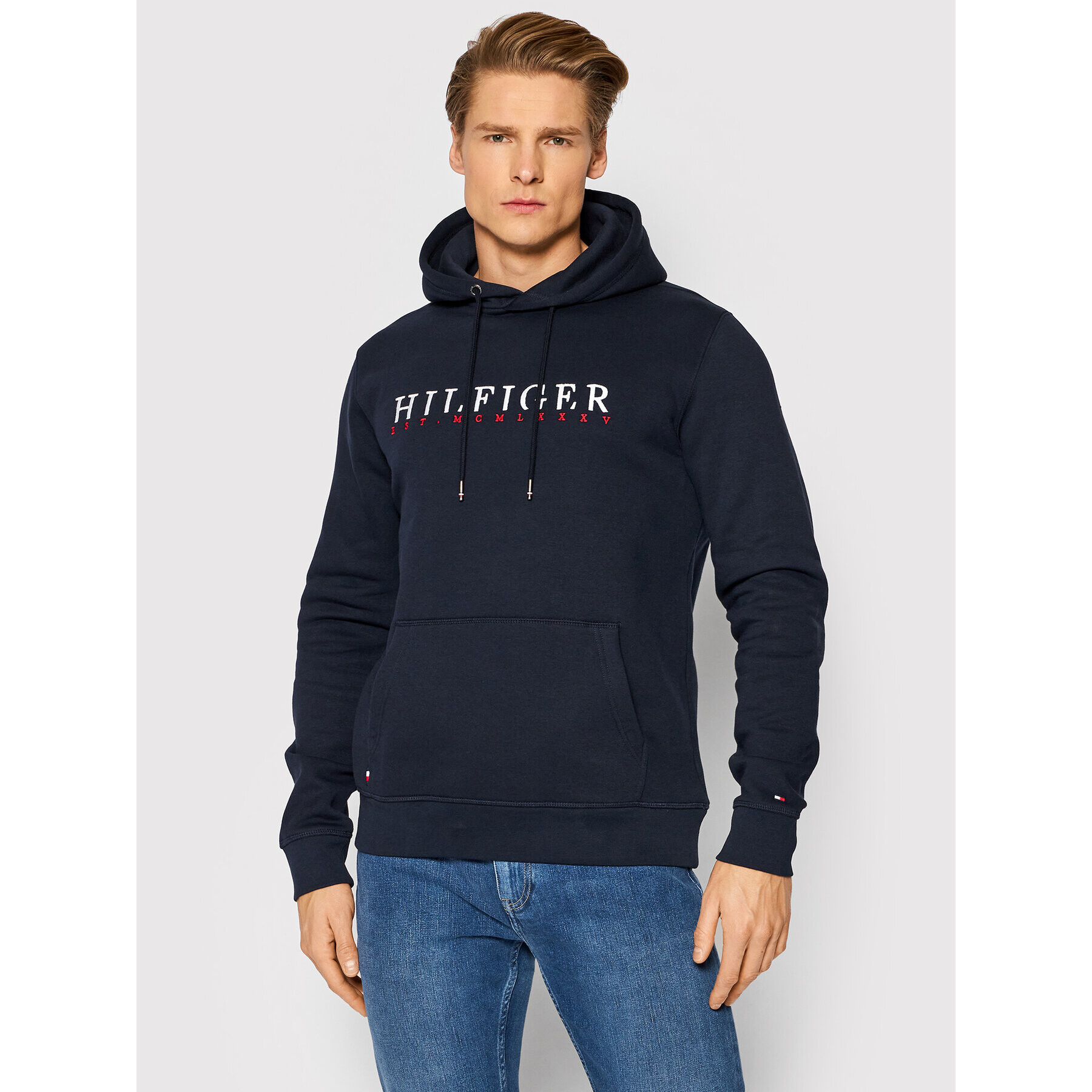 Tommy Hilfiger Bluză Corp Graphic MW0MW22204 Bleumarin Regular Fit - Pled.ro