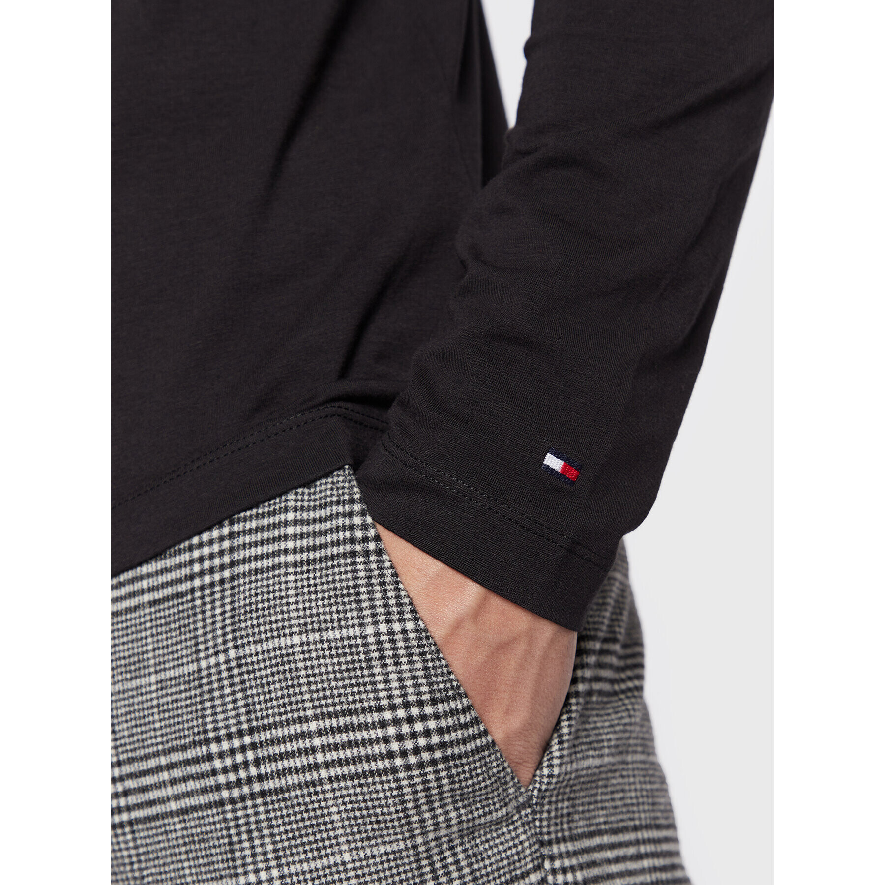 Tommy Hilfiger Bluză cu gât Logo MW0MW28787 Negru Slim Fit - Pled.ro