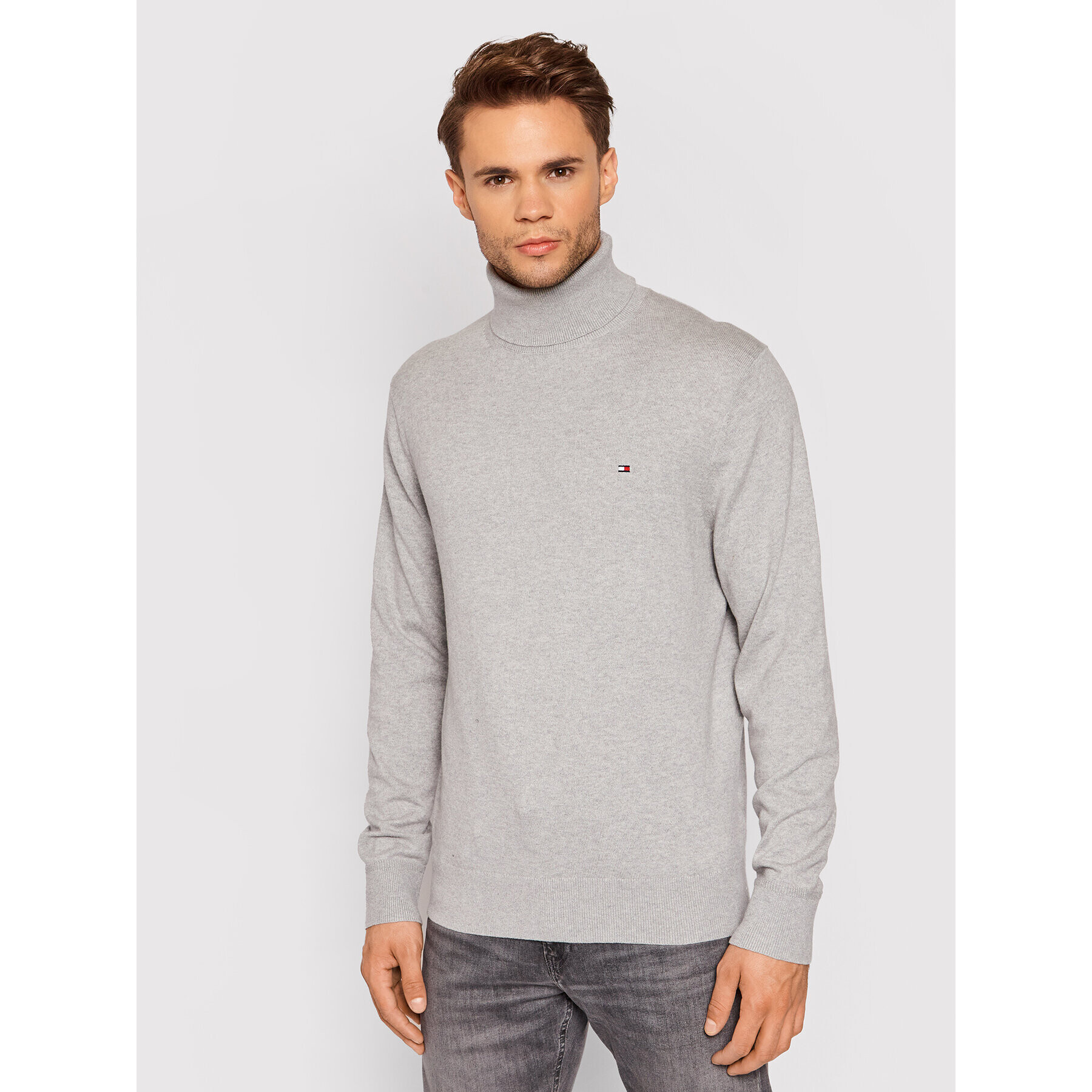 Tommy Hilfiger Bluză cu gât MW0MW15444 Gri Relaxed Fit - Pled.ro