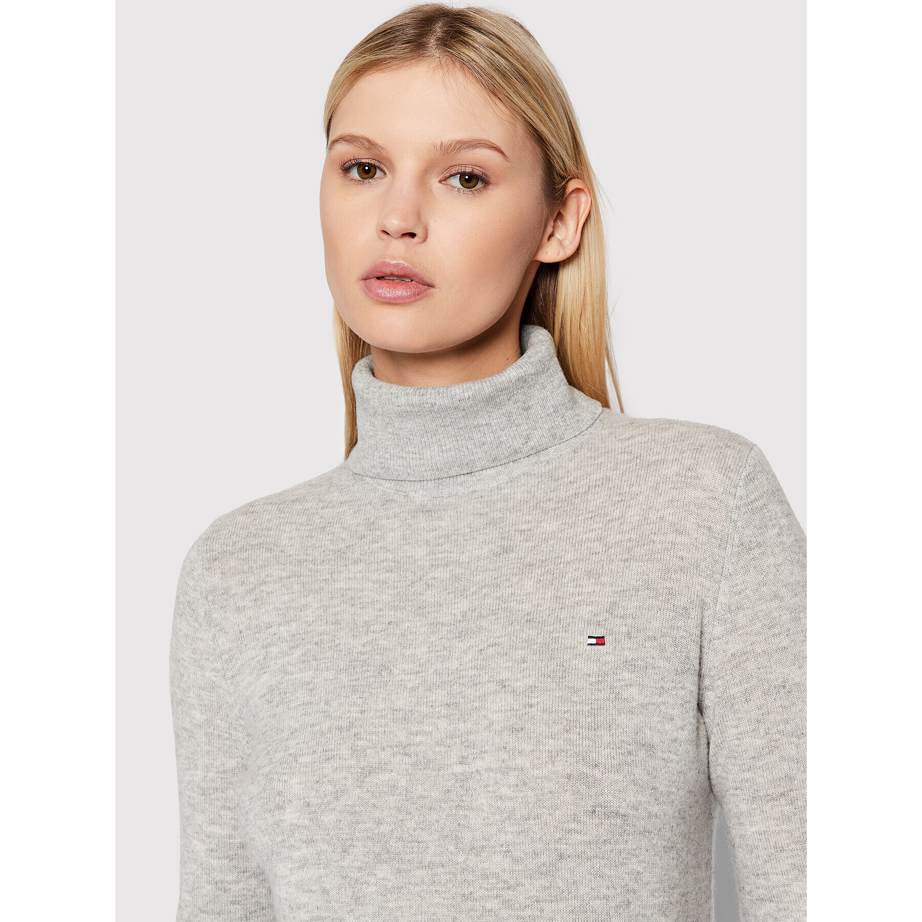 Tommy Hilfiger Bluză cu gât WW0WW31564 Gri Regular Fit - Pled.ro