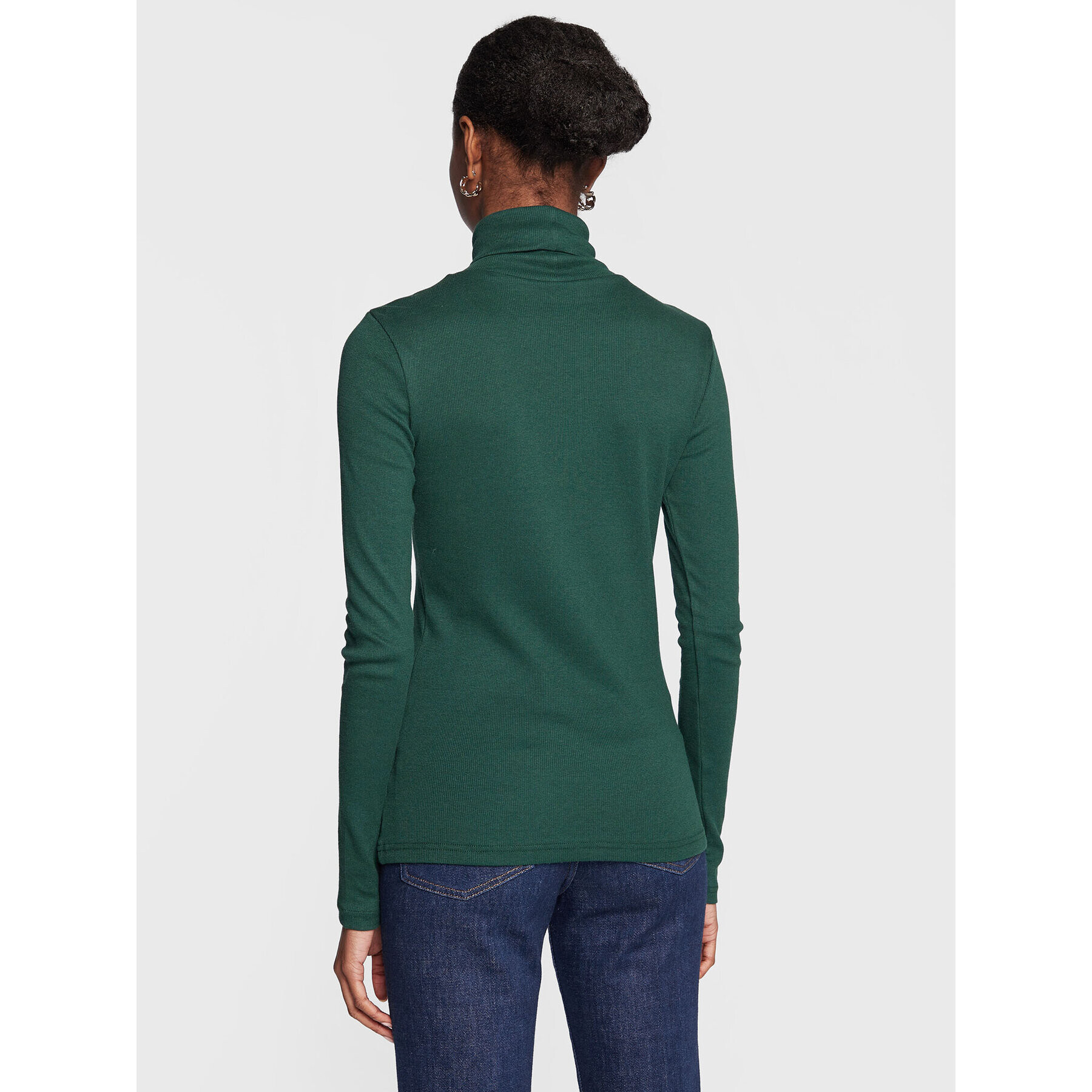 Tommy Hilfiger Bluză cu gât WW0WW36149 Verde Slim Fit - Pled.ro