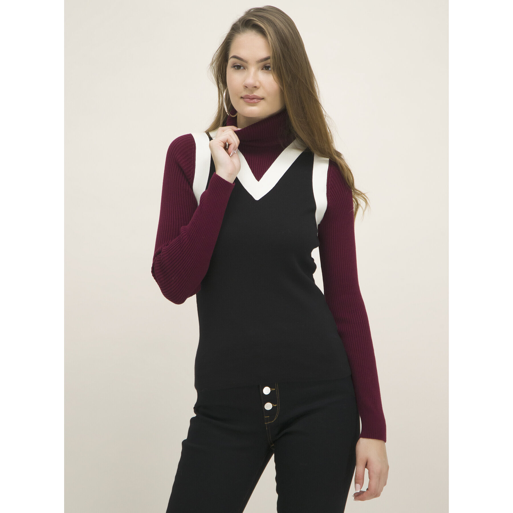 Tommy Hilfiger Bluză cu gât ZENDAYA Roll Neck WW0WW25501 Colorat Regular Fit - Pled.ro