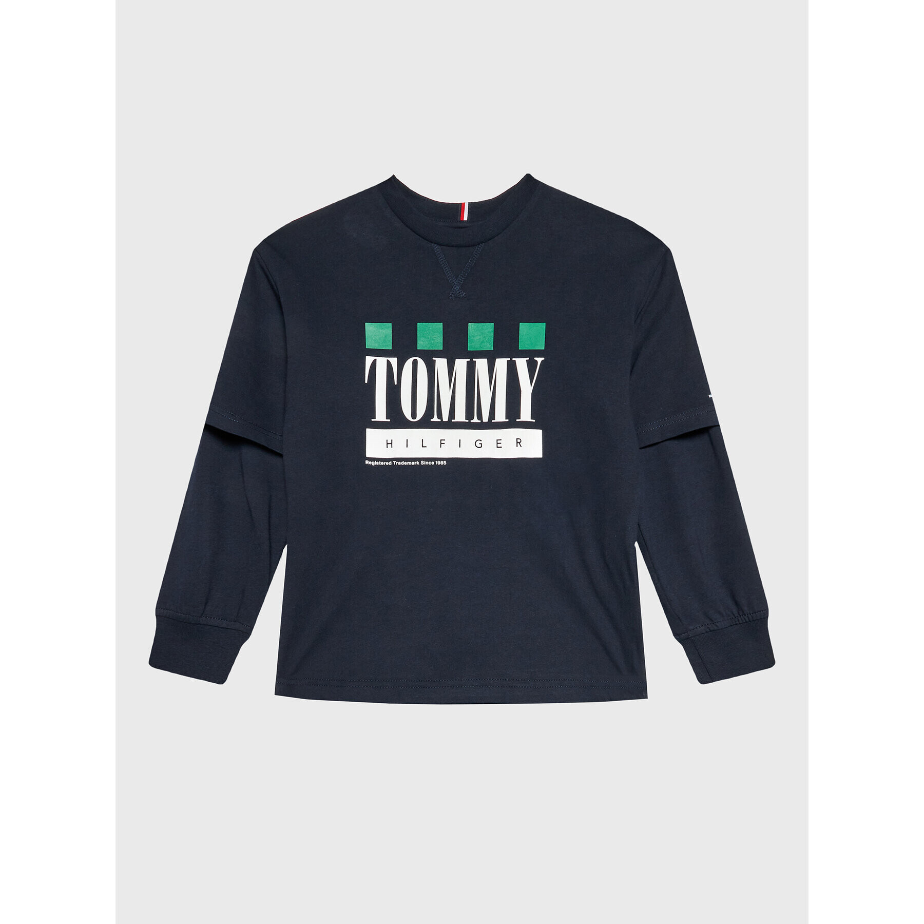 Tommy Hilfiger Bluză Double Layer KB0KB07793 D Bleumarin Regular Fit - Pled.ro