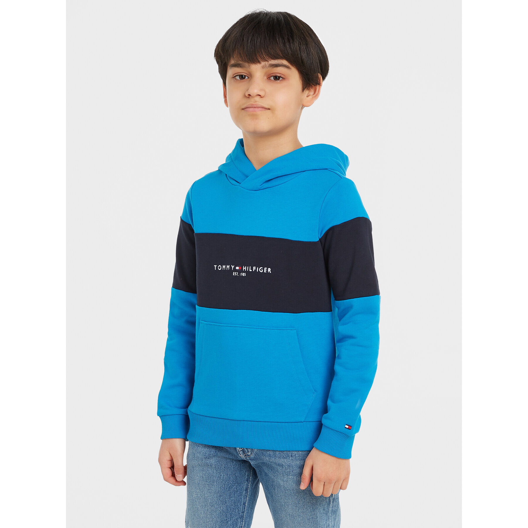 Tommy Hilfiger Bluză Essential Colorblock KB0KB08385 M Albastru Regular Fit - Pled.ro