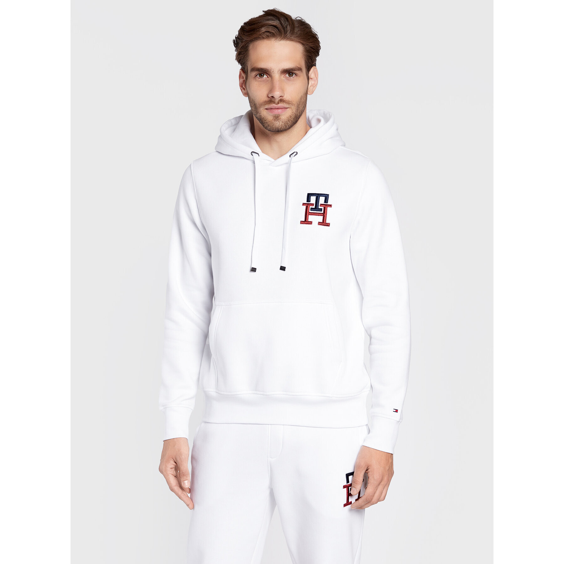 Tommy Hilfiger Bluză Essential Monogram MW0MW28677 Alb Regular Fit - Pled.ro