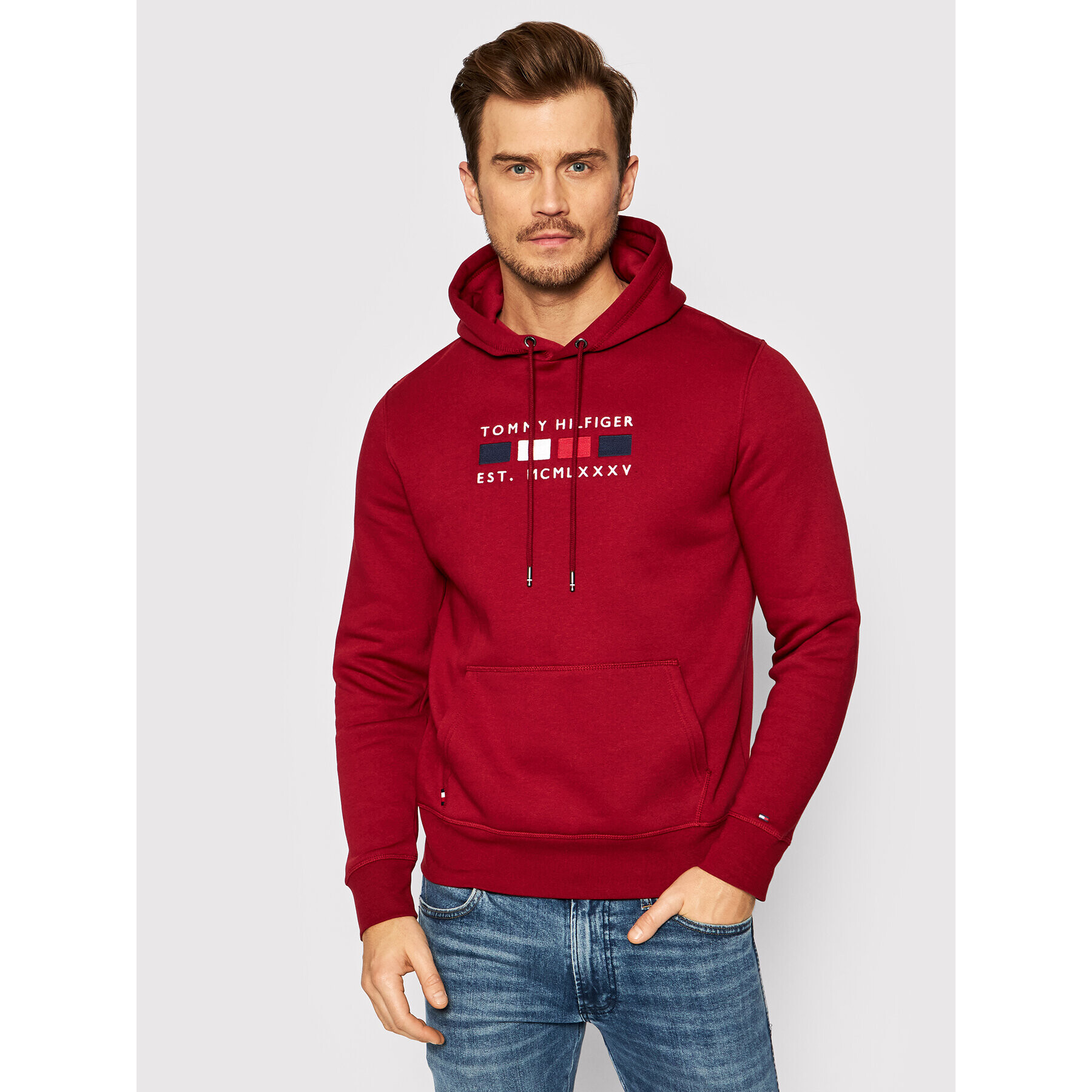 Tommy Hilfiger Bluză Four Flags MW0MW20132 Roșu Regular Fit - Pled.ro