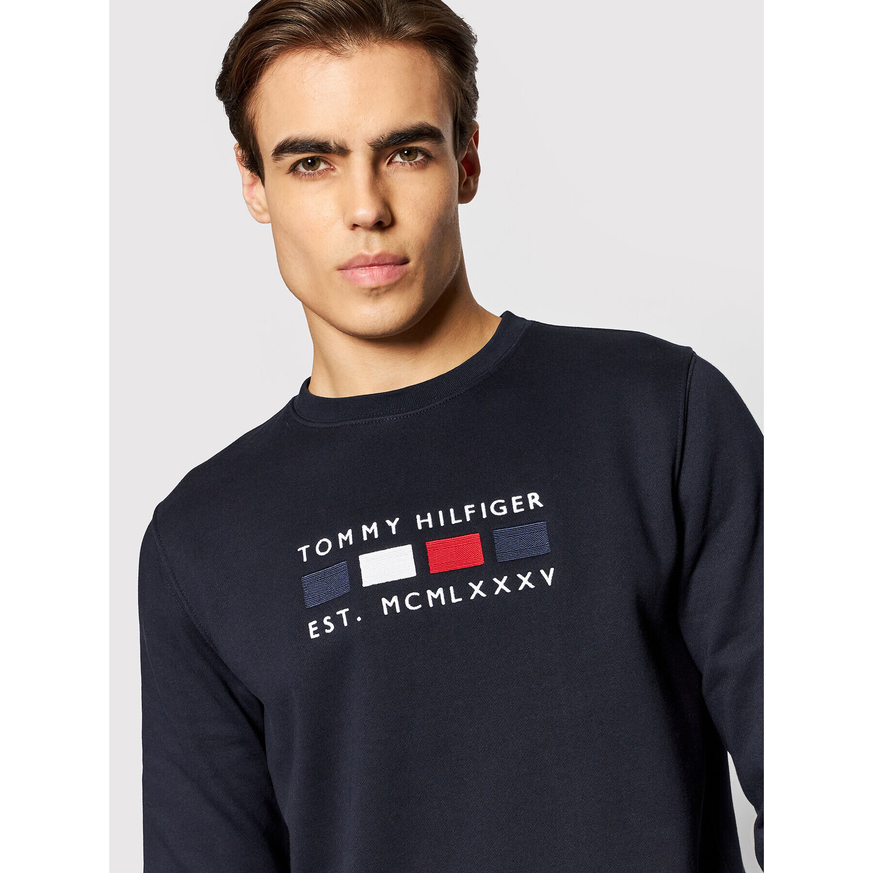 Tommy Hilfiger Bluză Four Flags MW0MW20133 Bleumarin Regular Fit - Pled.ro