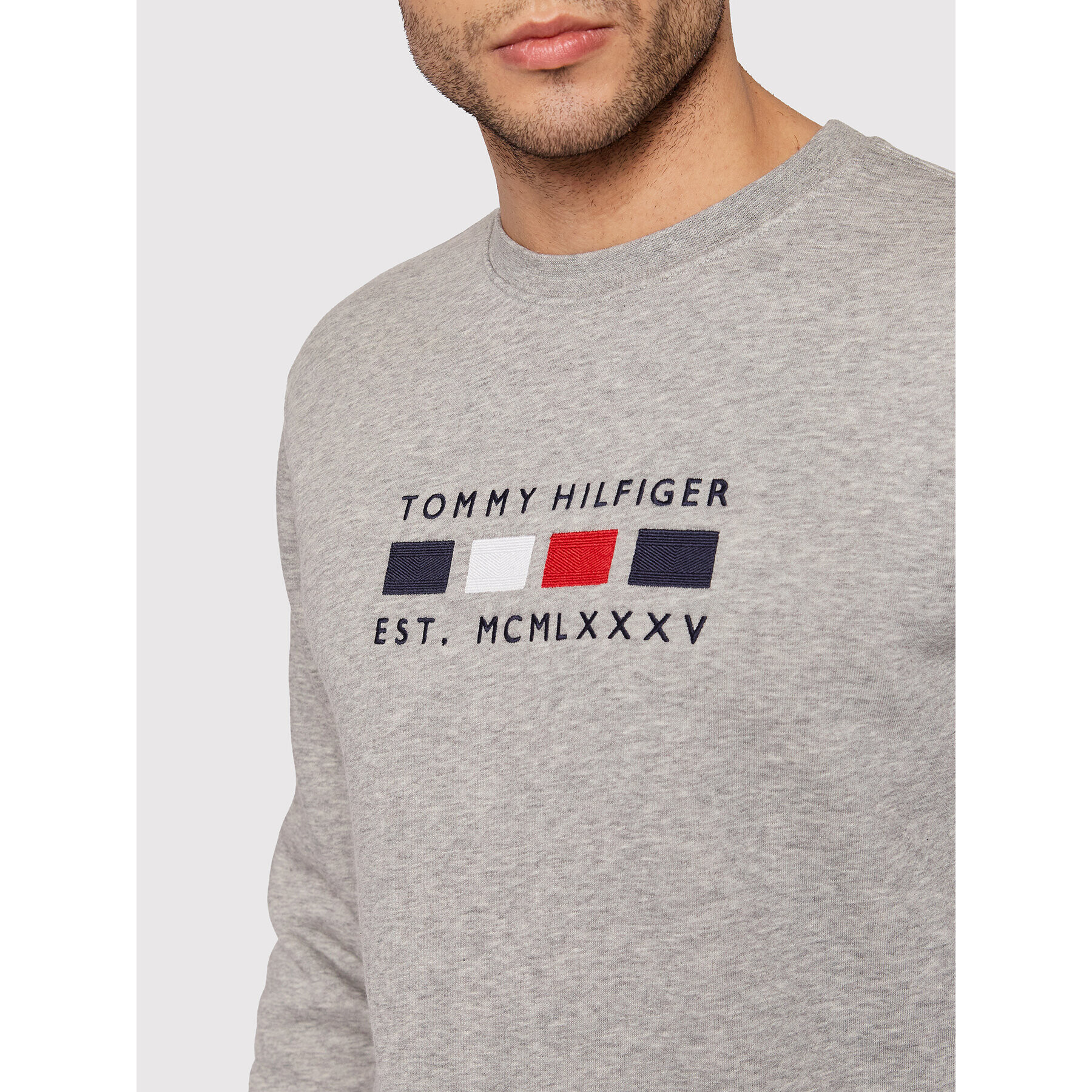 Tommy Hilfiger Bluză Four Flags MW0MW20133 Gri Regular Fit - Pled.ro