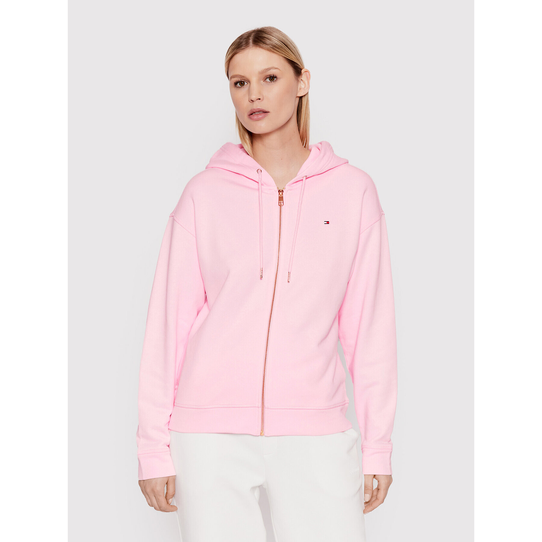 Tommy Hilfiger Bluză Full Zip WW0WW32304 Roz Relaxed Fit - Pled.ro