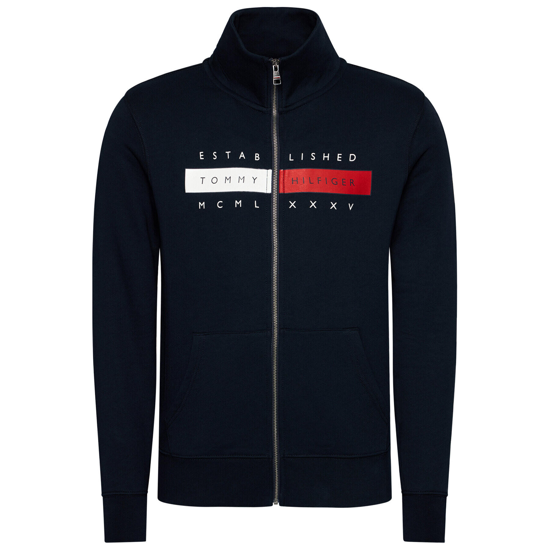 Tommy Hilfiger Bluză Global Zip Through MW0MW18367 Bleumarin Regular Fit - Pled.ro