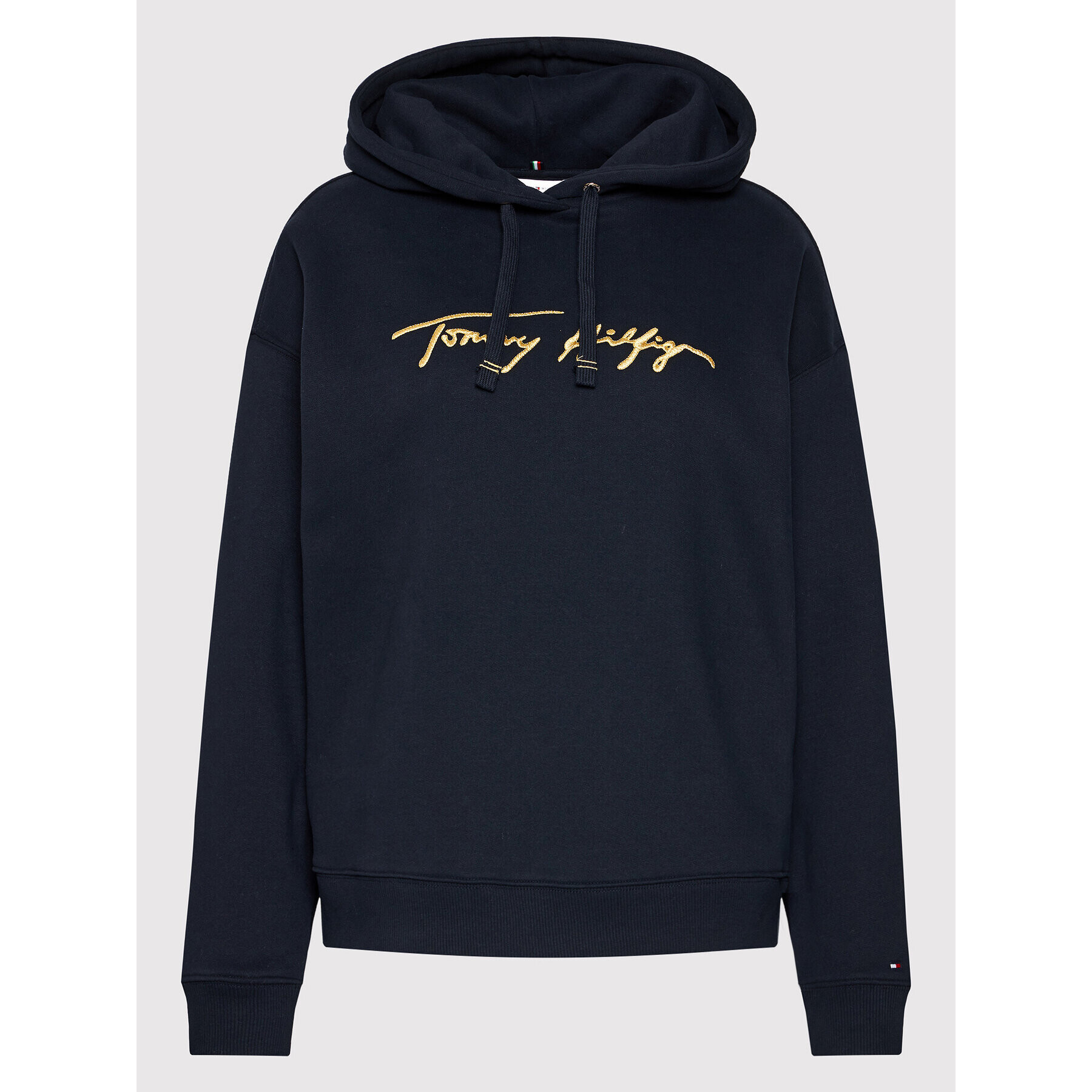 Tommy Hilfiger Bluză Gold Script WW0WW29888 Bleumarin Relaxed Fit - Pled.ro