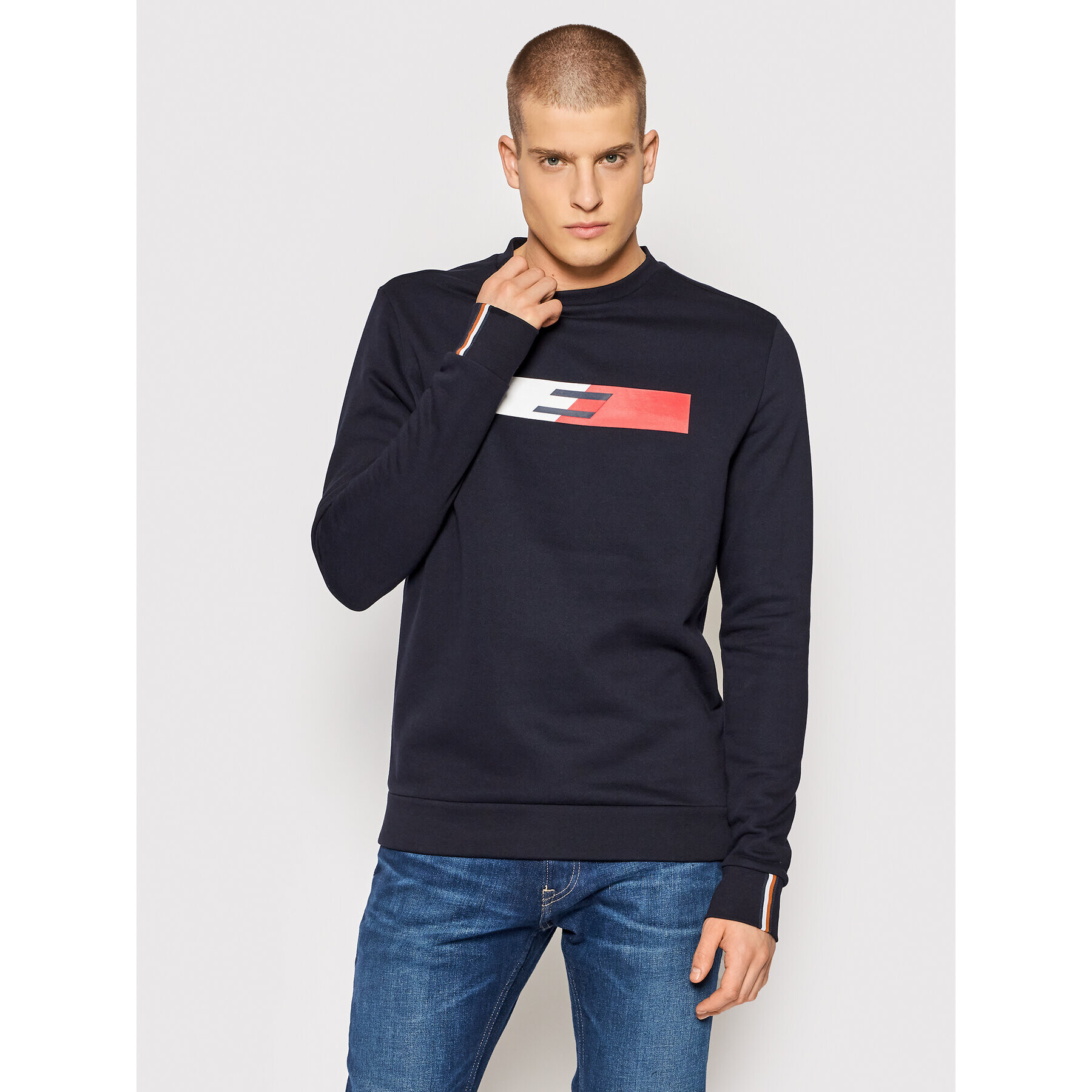 Tommy Hilfiger Bluză Graphic Crew MW0MW19762 Bleumarin Regular Fit - Pled.ro