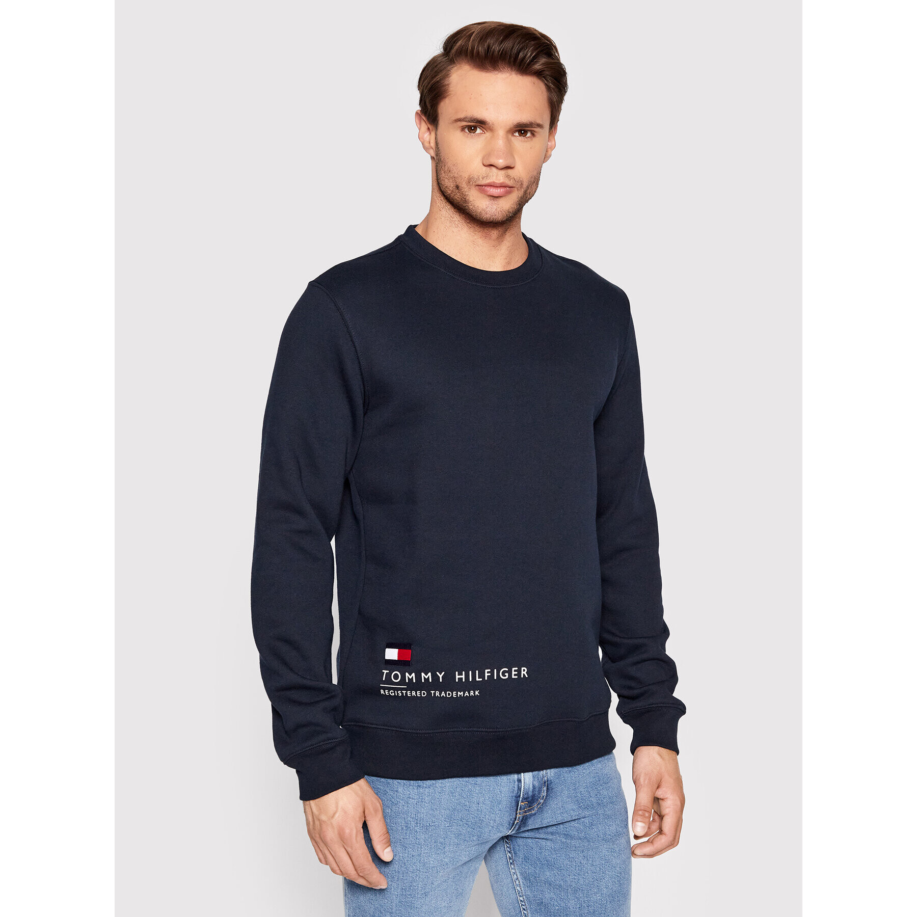 Tommy Hilfiger Bluză Hem Placement MW0MW25068 Bleumarin Regular Fit - Pled.ro