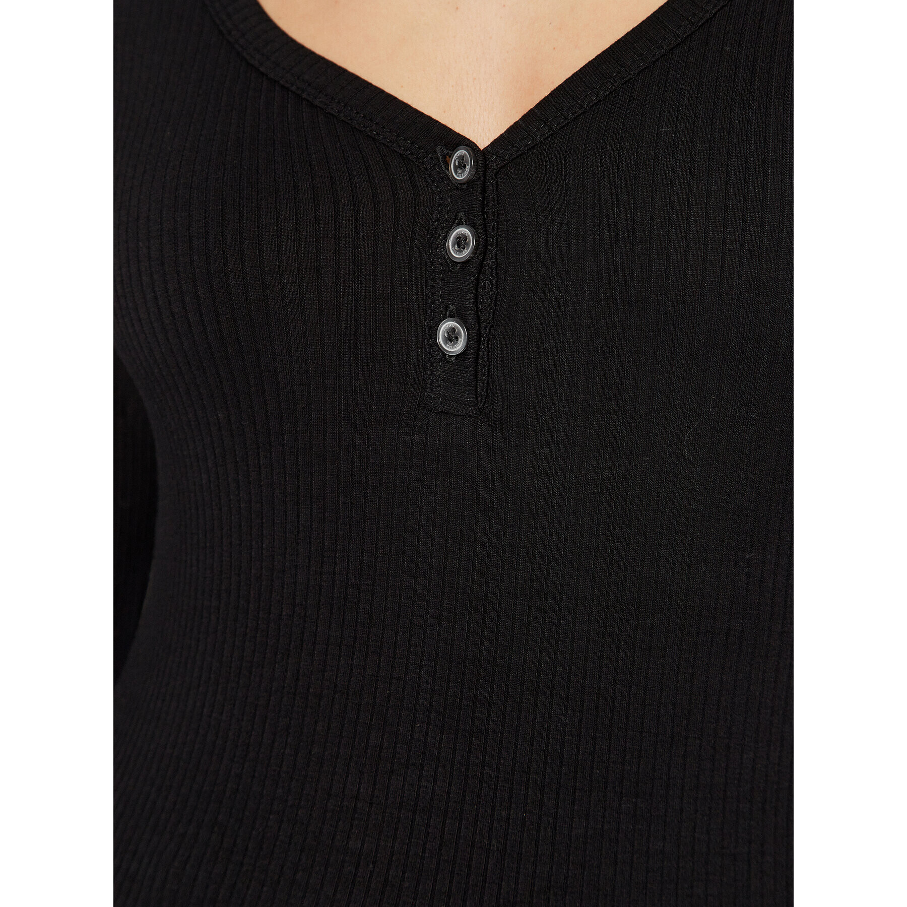 Tommy Hilfiger Bluză Henley WW0WW37874 Negru Slim Fit - Pled.ro