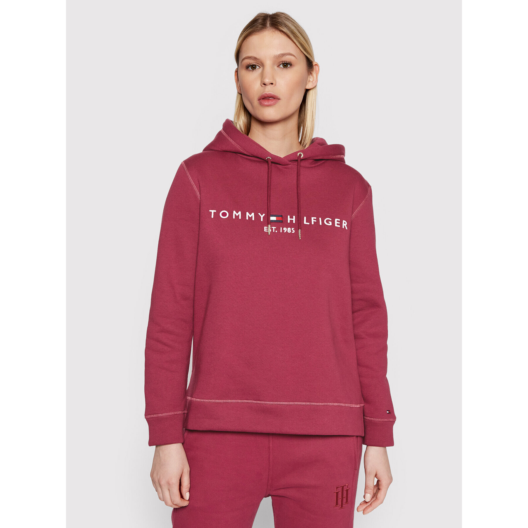 Tommy Hilfiger Bluză Hoddie WW0WW26410 Roz Regular Fit - Pled.ro