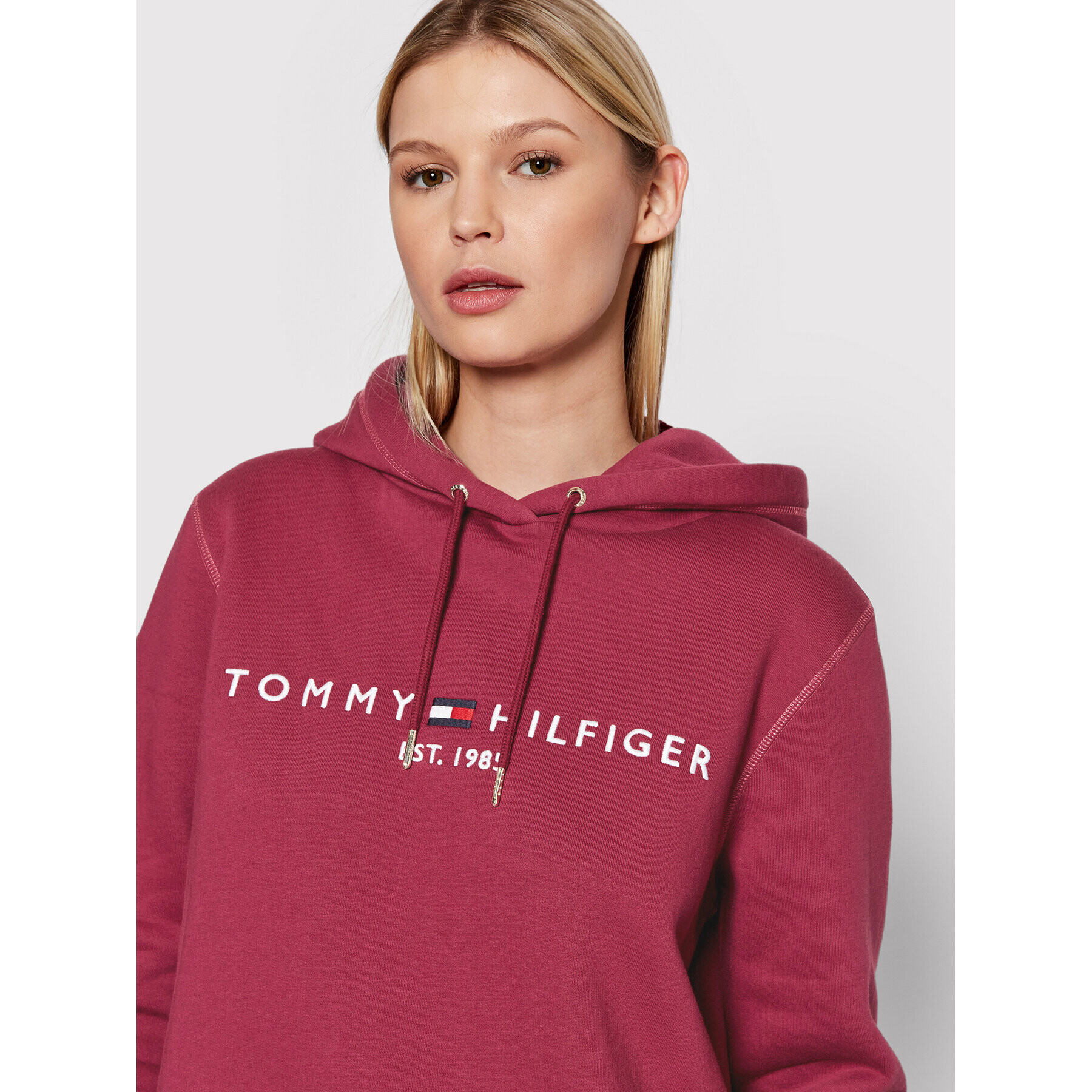 Tommy Hilfiger Bluză Hoddie WW0WW26410 Roz Regular Fit - Pled.ro