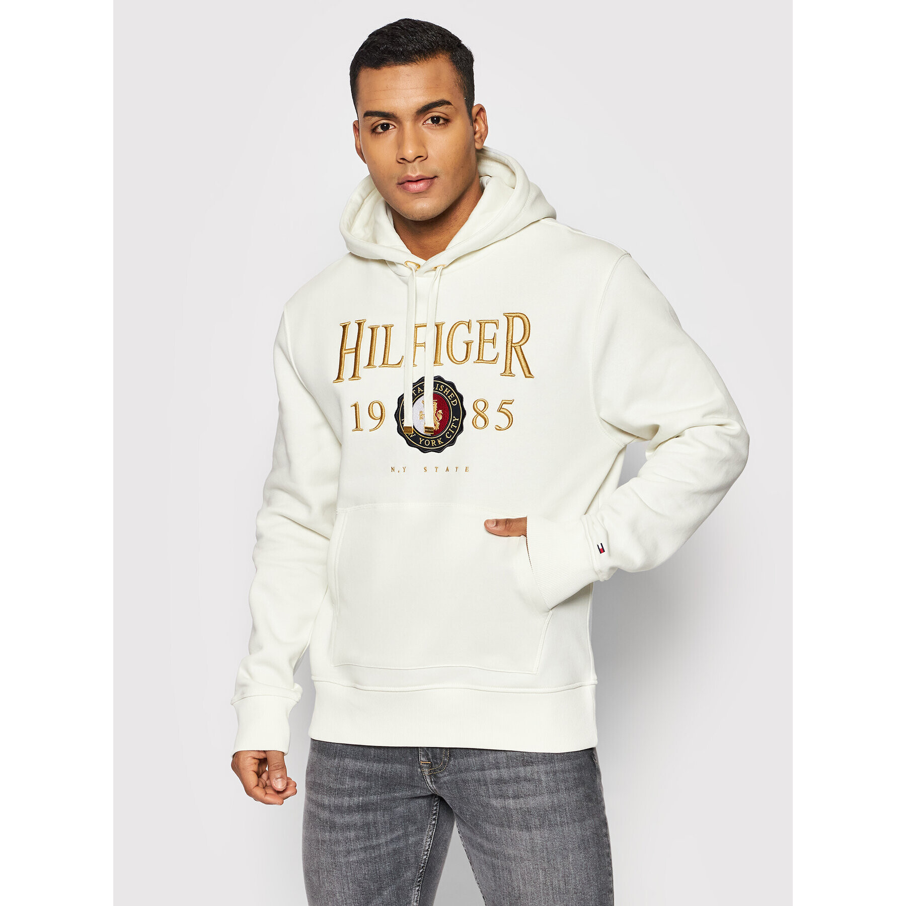 Tommy Hilfiger Bluză Icon Crest MW0MW22124 Alb Regular Fit - Pled.ro