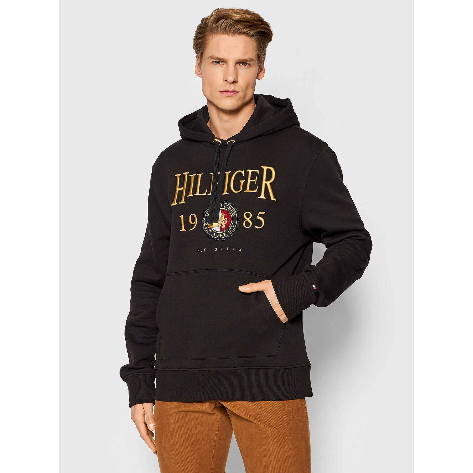 Tommy Hilfiger Bluză Icon Crest MW0MW22124 Negru Relaxed Fit - Pled.ro