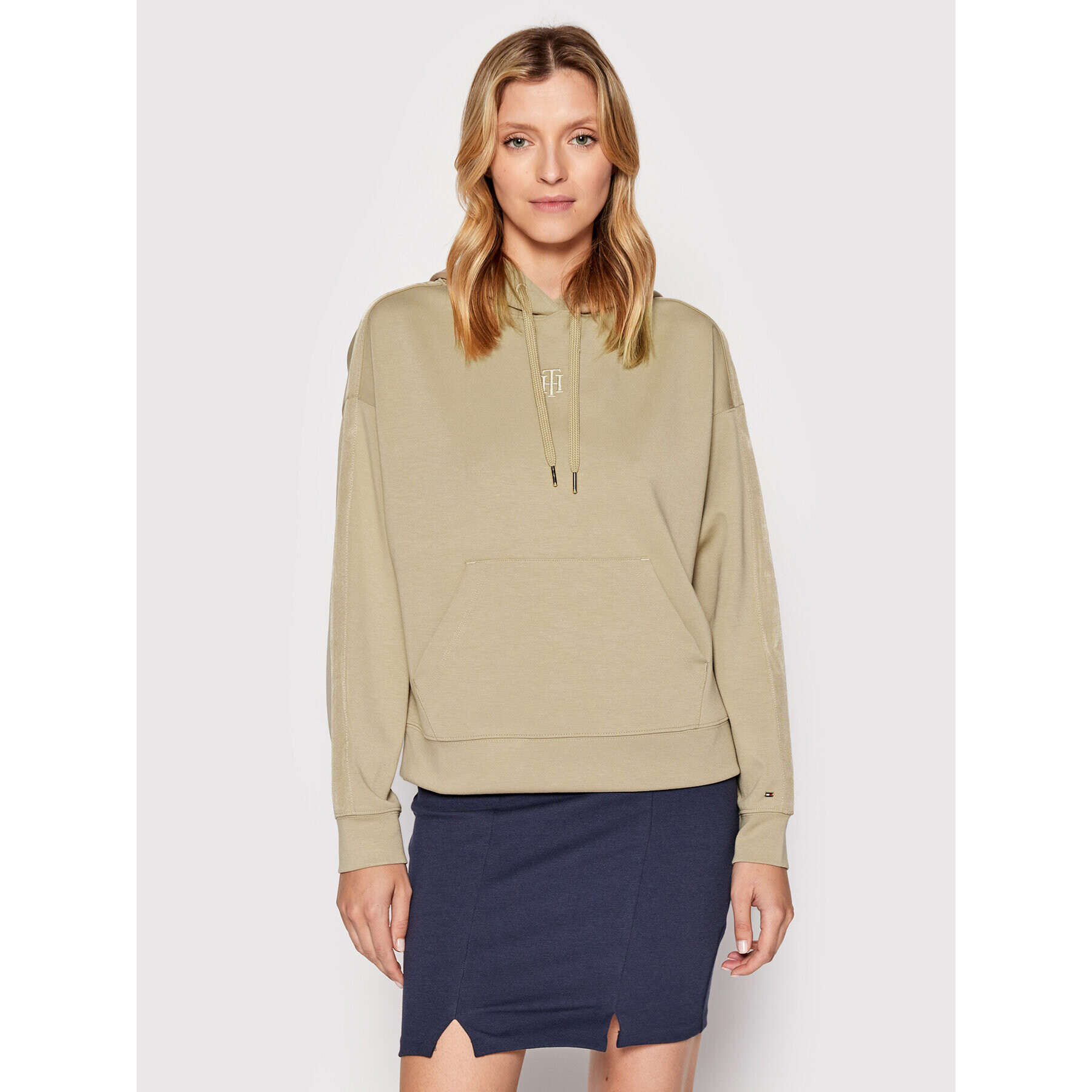 Tommy Hilfiger Bluză Interlock WW0WW33915 Bej Relaxed Fit - Pled.ro