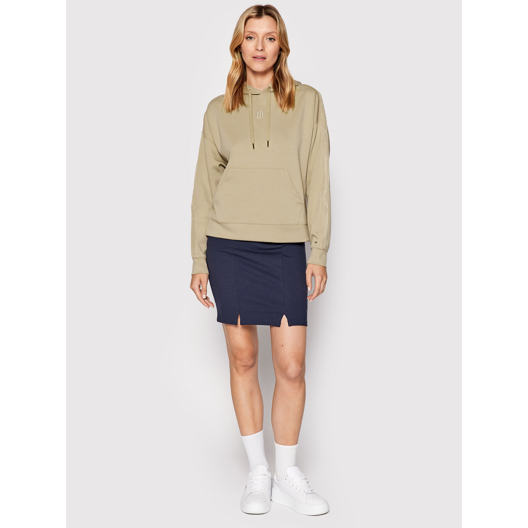 Tommy Hilfiger Bluză Interlock WW0WW33915 Bej Relaxed Fit - Pled.ro