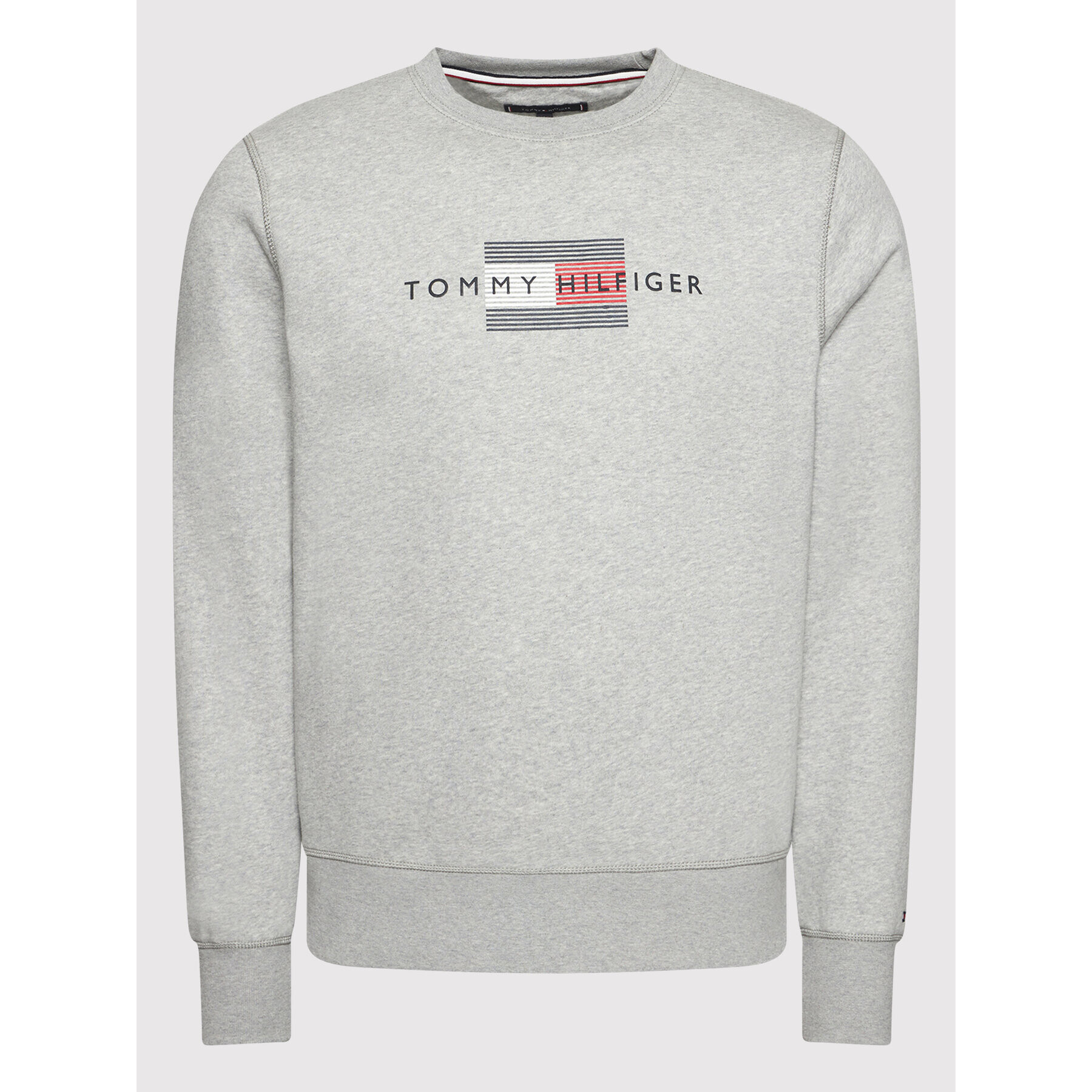 Tommy Hilfiger Bluză Lines Crewneck MW0MW20118 Gri Regular Fit - Pled.ro