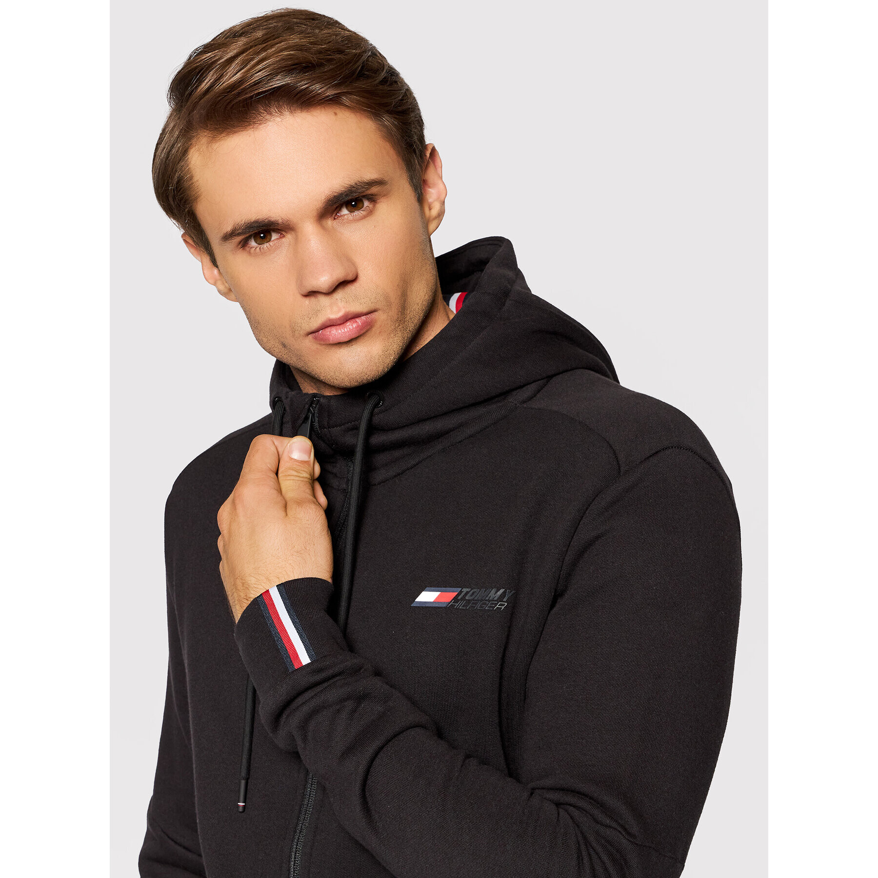 Tommy Hilfiger Bluză Logo Fleece MW0MW17256 Negru Regular Fit - Pled.ro