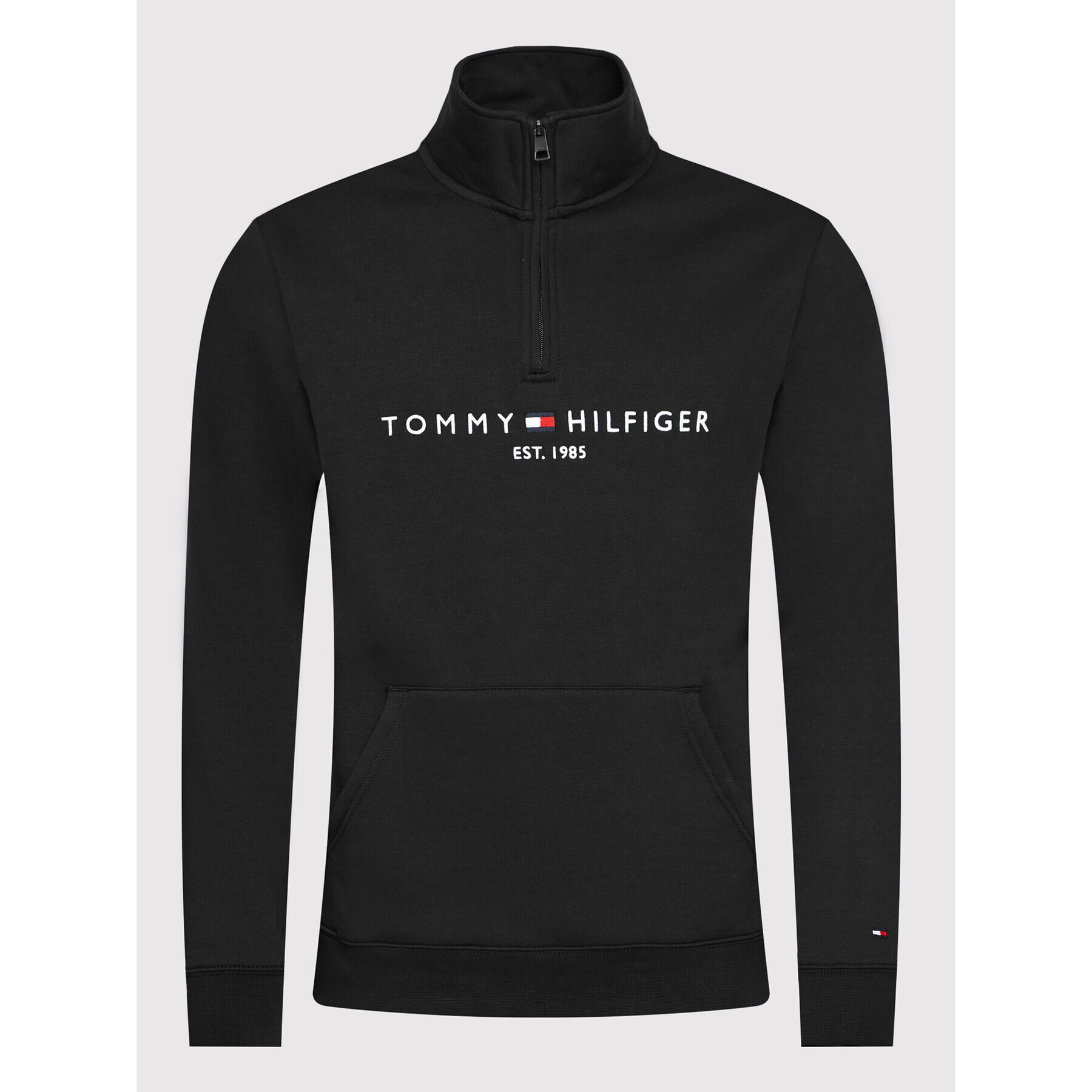 Tommy Hilfiger Bluză Logo Mockneck MW0MW20954 Negru Regular Fit - Pled.ro