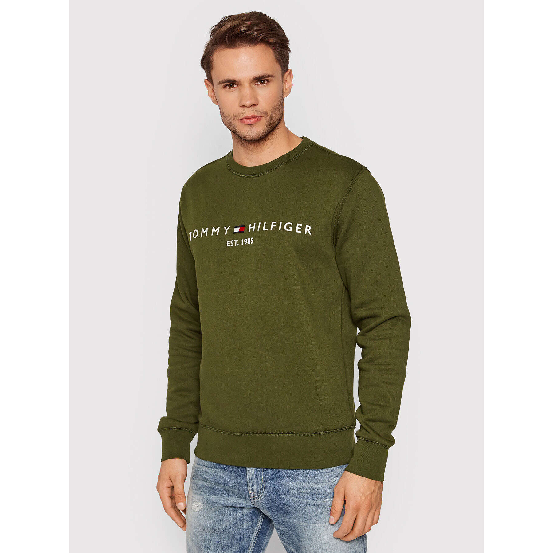 Tommy Hilfiger Bluză Logo MW0MW11596 Verde Regular Fit - Pled.ro